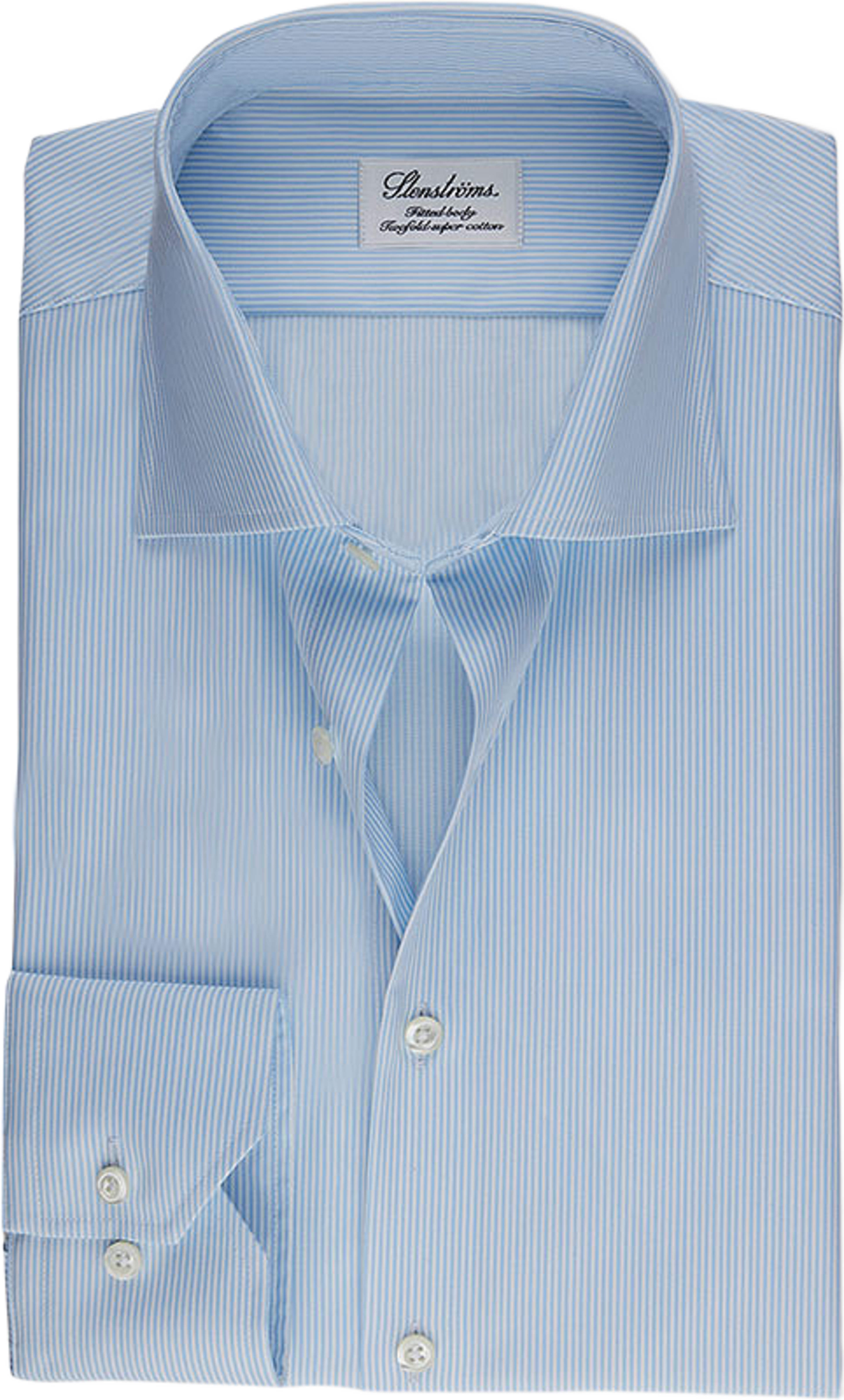 Light Blue Pinstriped Fitted Body Shirt