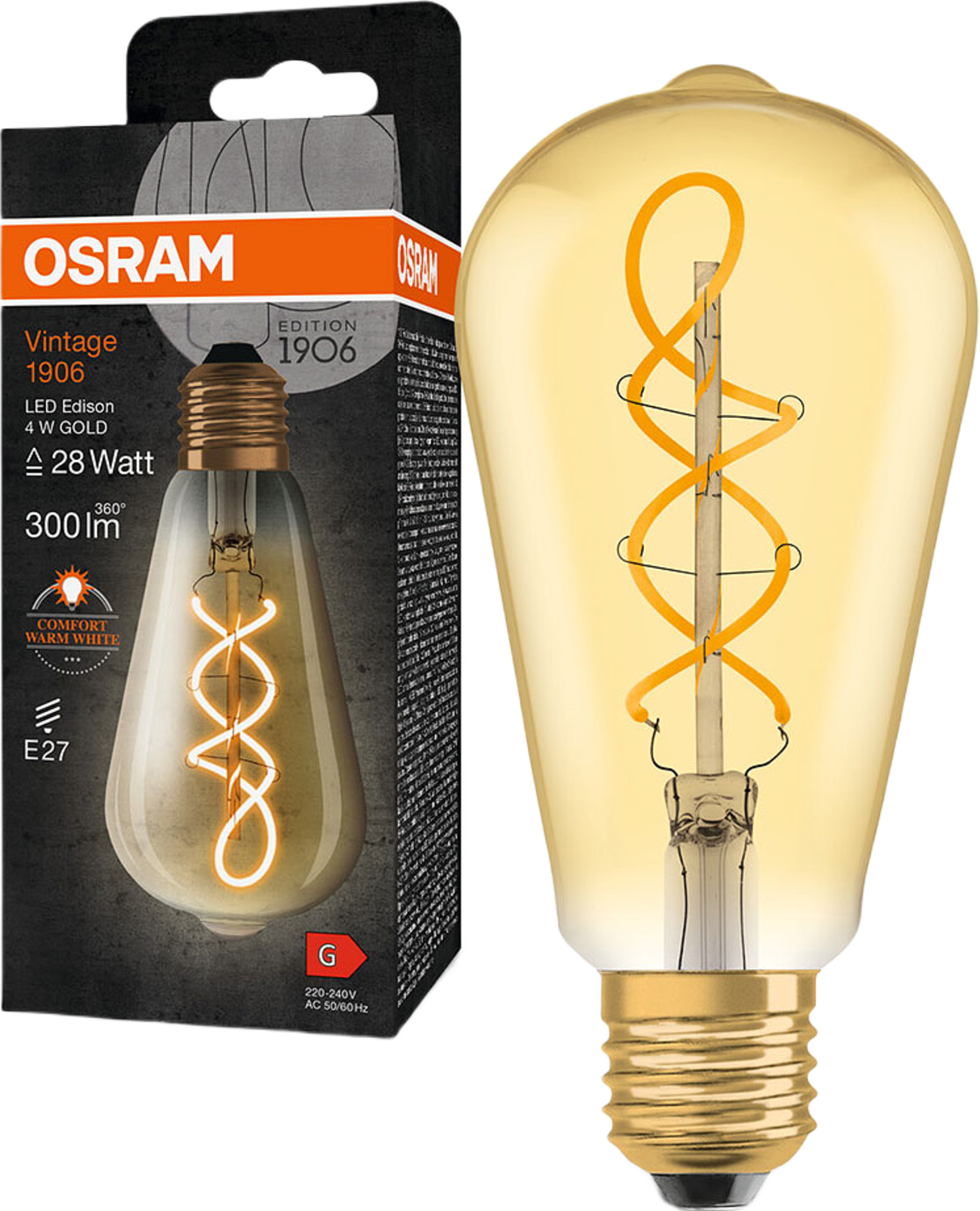 LED Edison Straight Gold E27 Vintage 1906
