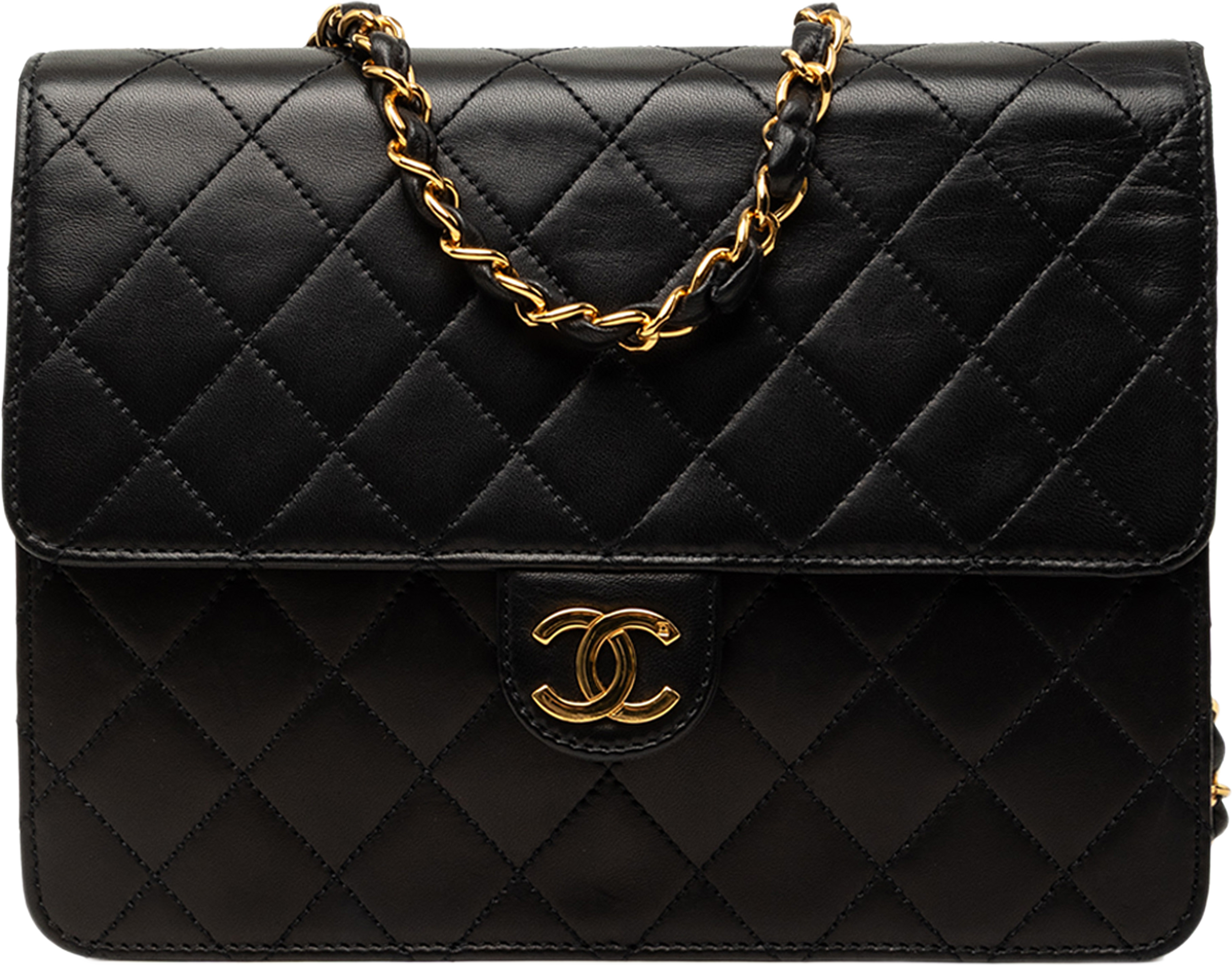 Chanel Small Cc Quilted Lambskin Single Flap, från Luxclusif, i färgen svart. Klicka för att öppna bilden i stort format