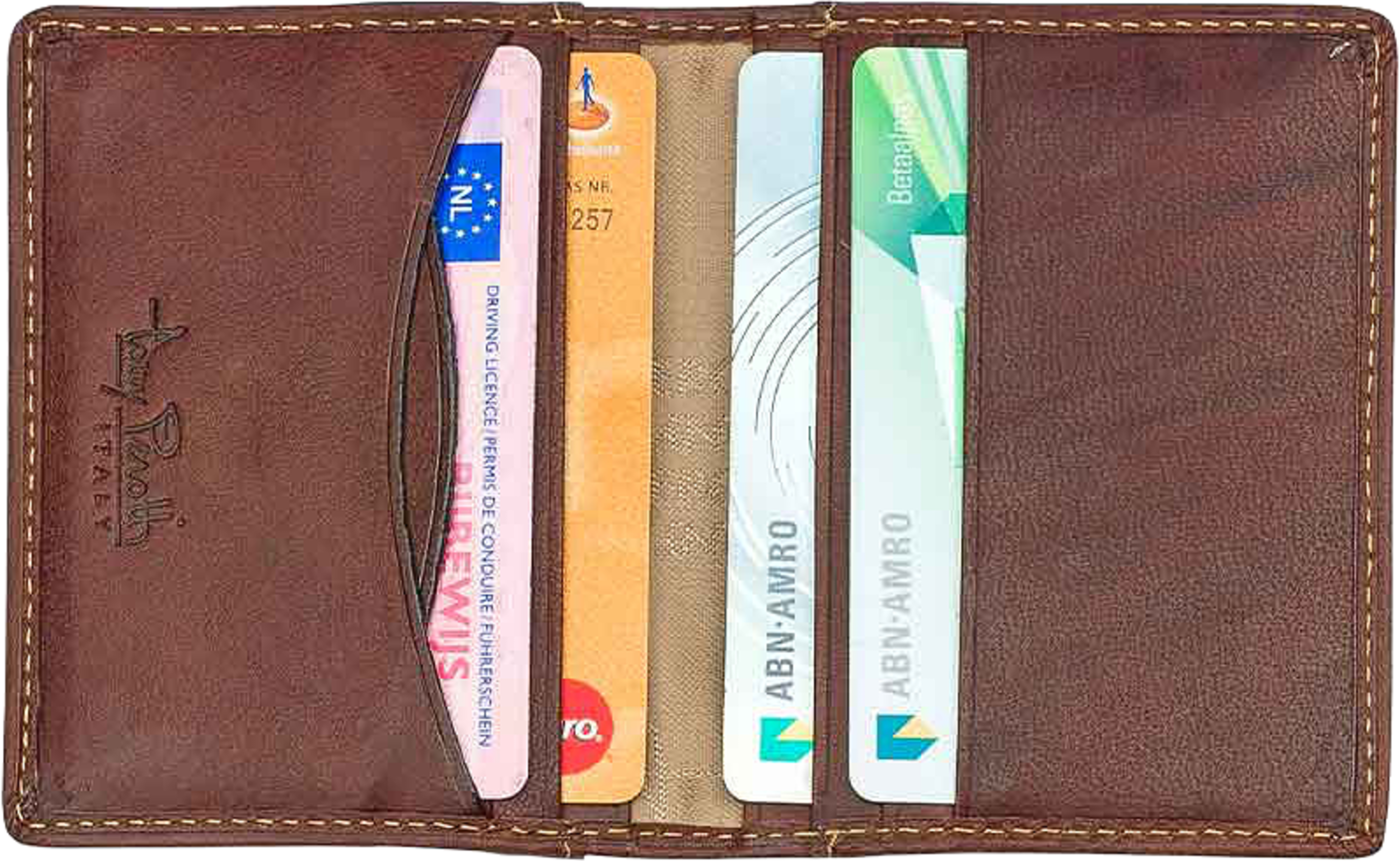 Creditcard Fold, från Tony Perotti, i färgen Dark Brown. Klicka för att öppna bilden i stort format