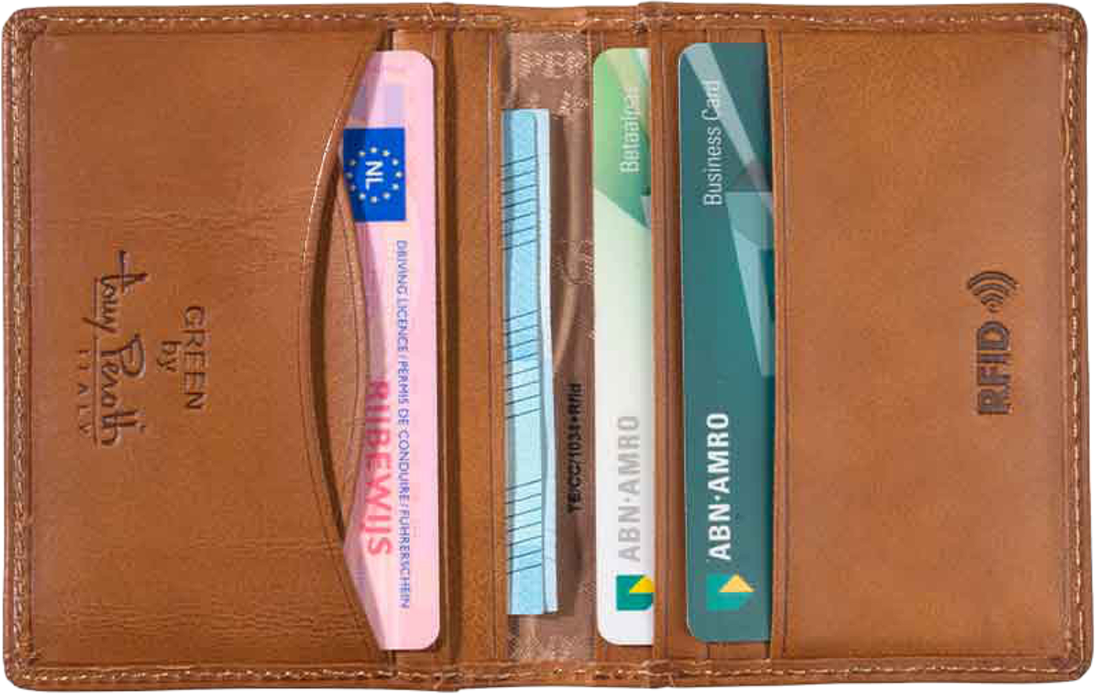 Creditcard Fold, från Tony Perotti, i färgen Cognac. Klicka för att öppna bilden i stort format