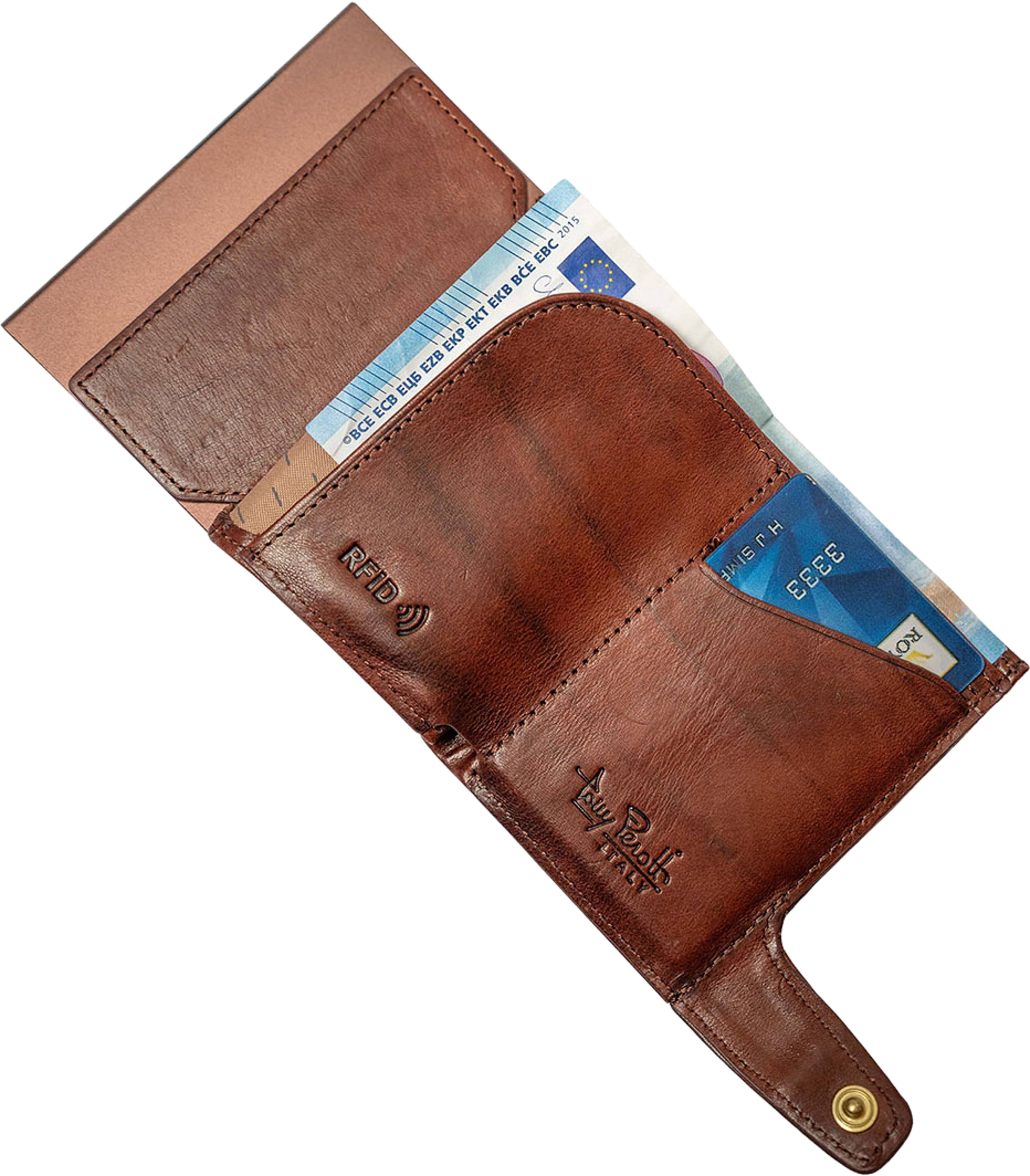 Furbo Card Wallet, från Tony Perotti, i färgen Dark Brown. Klicka för att öppna bilden i stort format