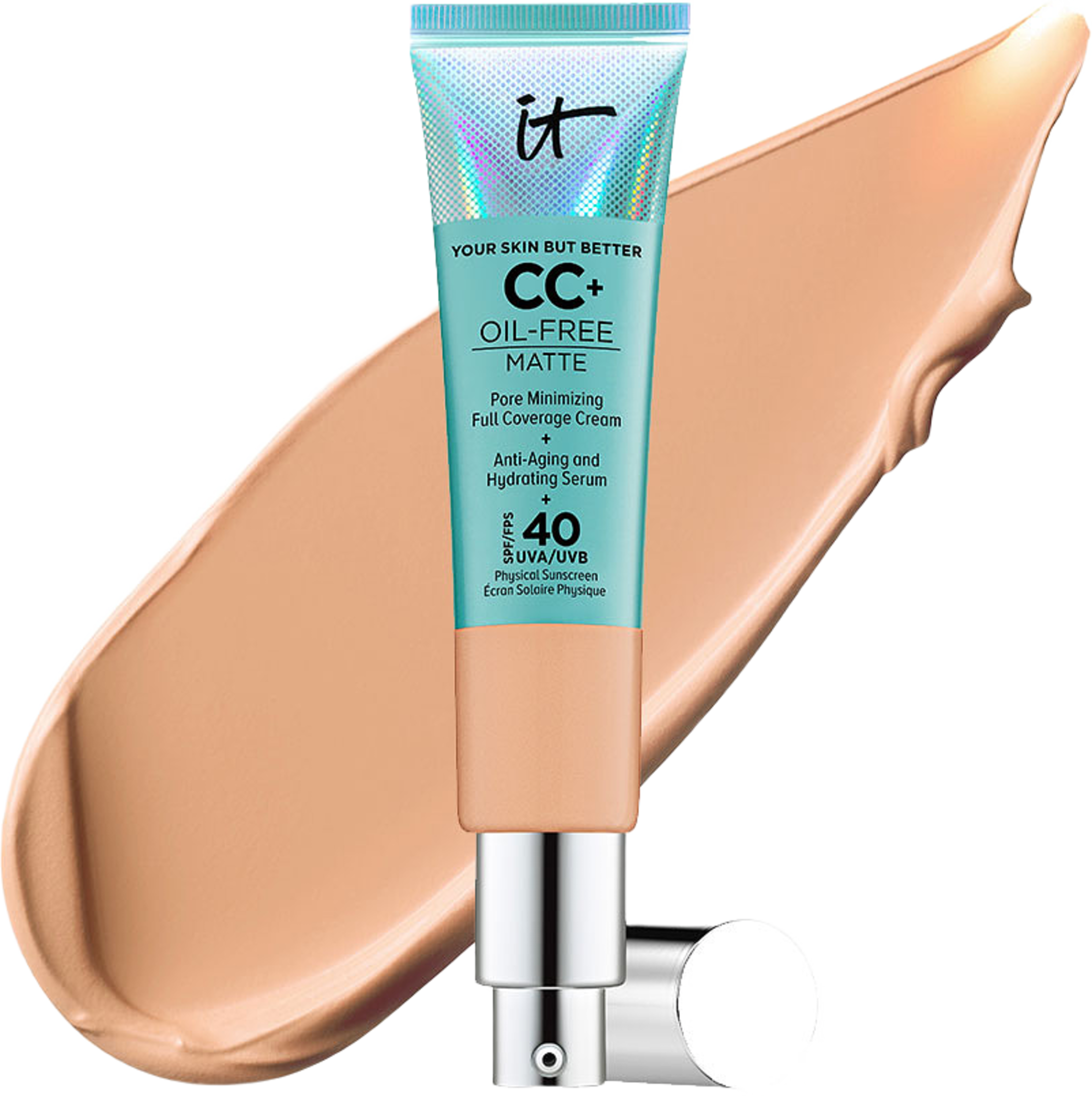 CC+ Cream SPF50 Oil-Free, från IT Cosmetics, i färgen Medium Tan. Klicka för att öppna bilden i stort format