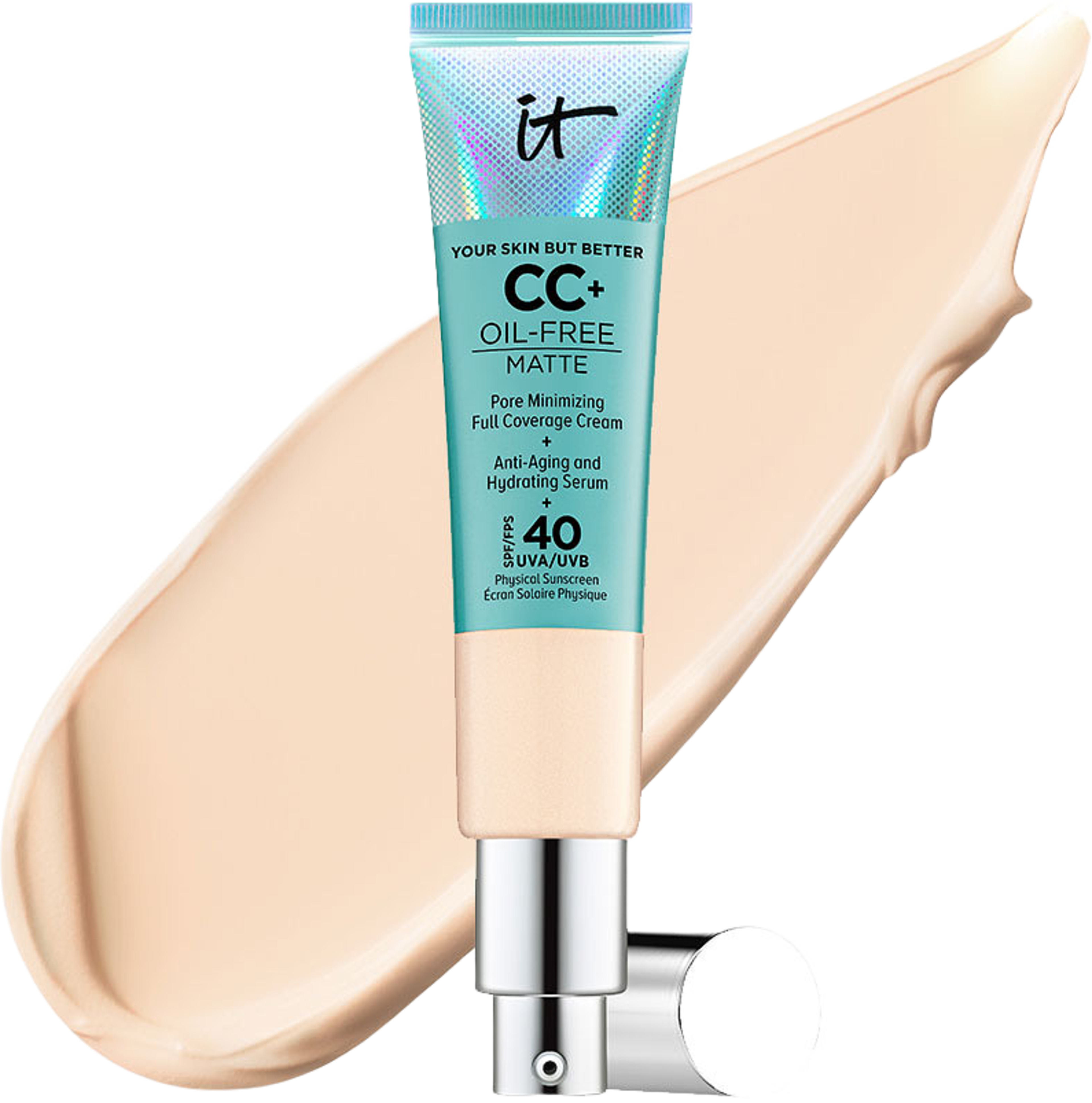 CC+ Cream SPF50 Oil-Free, från IT Cosmetics, i färgen Light. Klicka för att öppna bilden i stort format