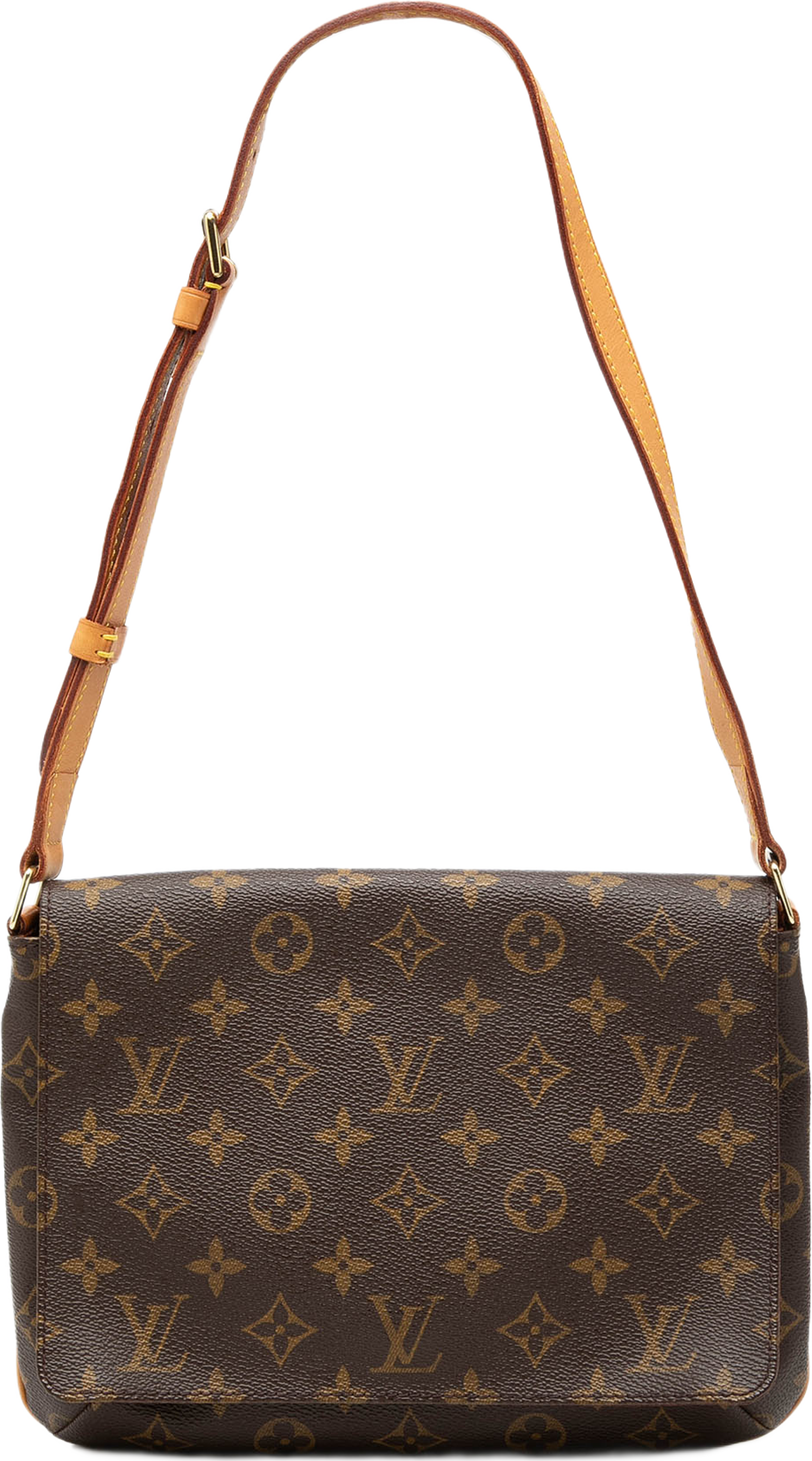 Louis Vuitton Monogram Musette Tango Short Strap, från Luxclusif, i färgen brun. Klicka för att öppna bilden i stort format