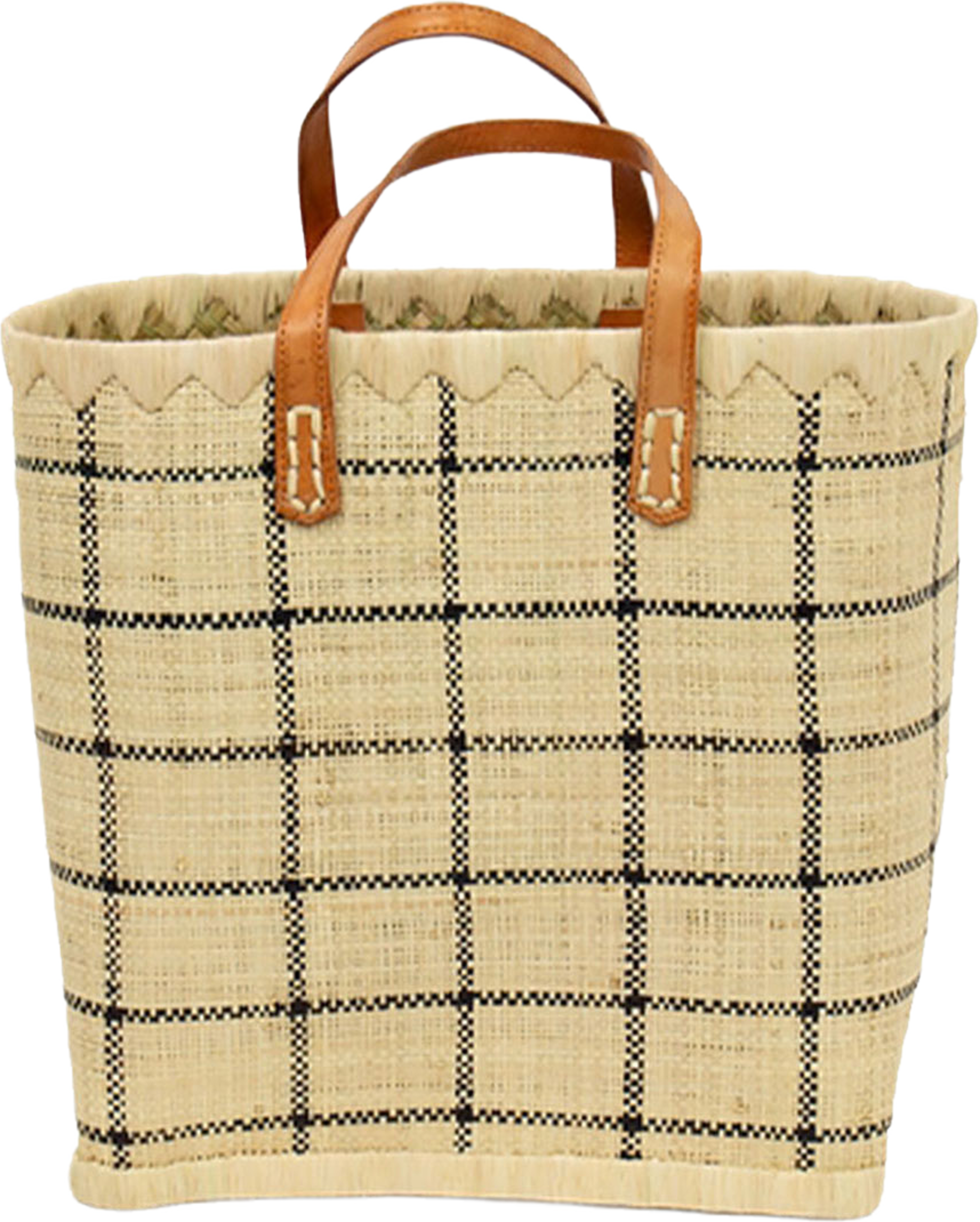 RAFFIA Väska rutig S, natur/svart, från A World of Craft, i färgen Natur/Svart. Klicka för att öppna bilden i stort format