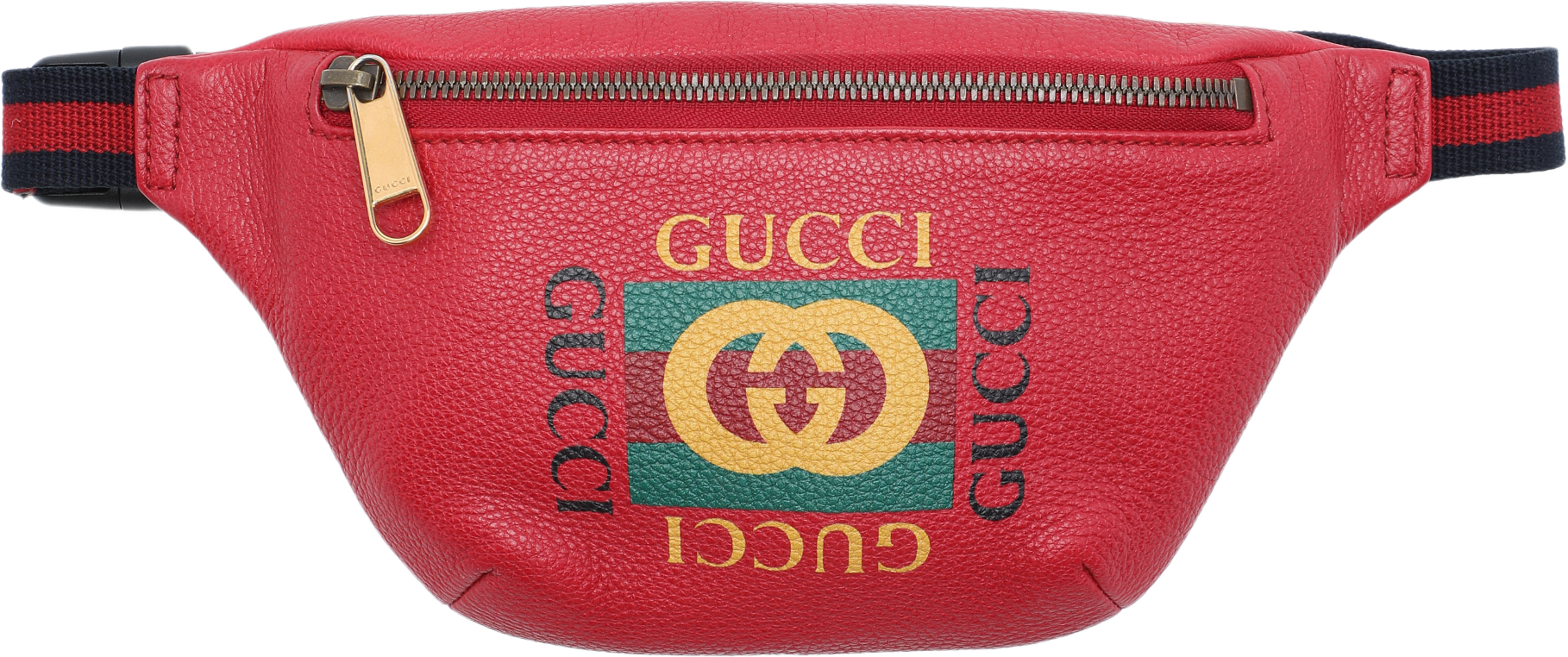 Gucci Small Grained Calfskin Web Logo Belt Bag, från Luxclusif, i färgen röd. Klicka för att öppna bilden i stort format