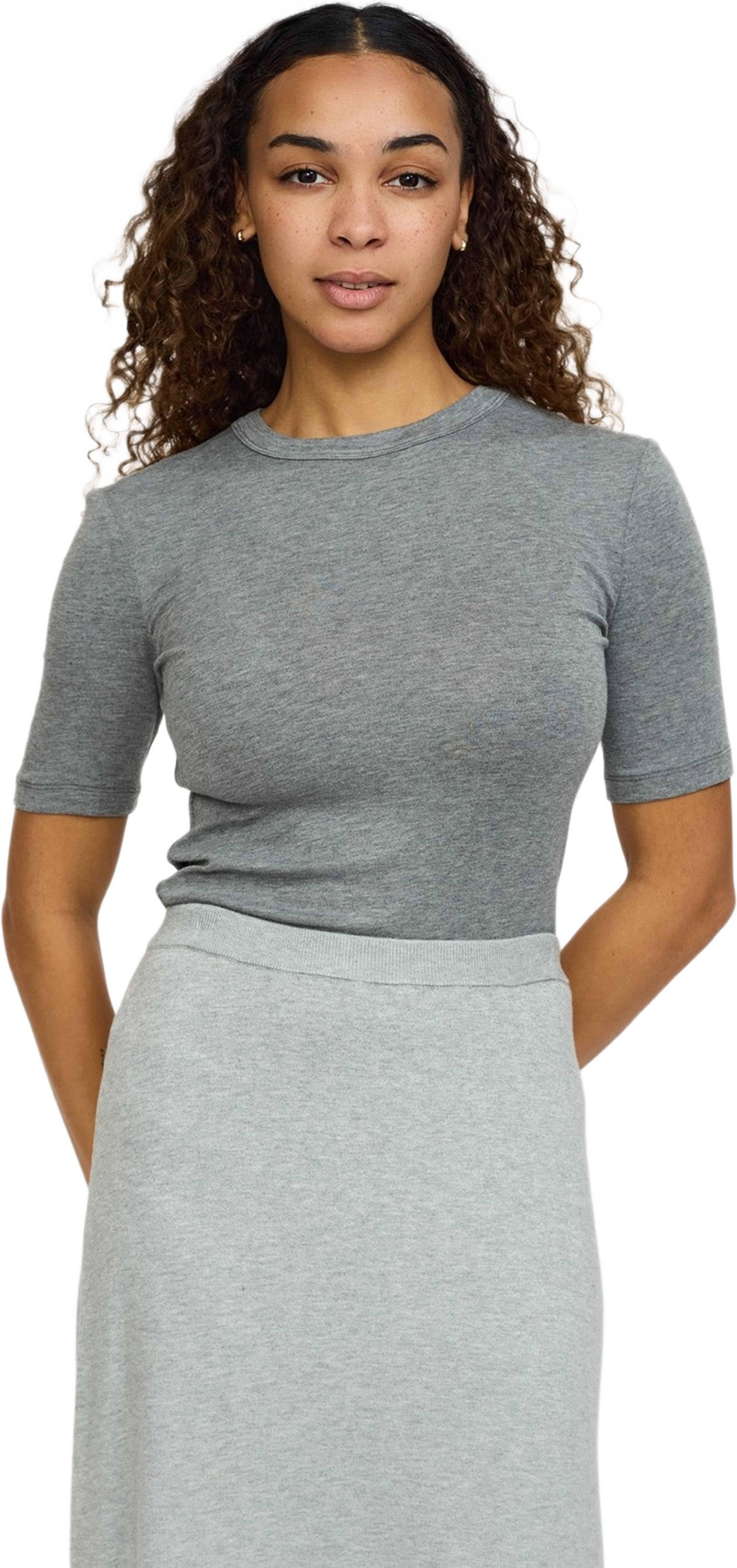 Srroman Ss Top - Medium Grey Melange, från Soft Rebels, i färgen medium grey melange. Klicka för att öppna bilden i stort format
