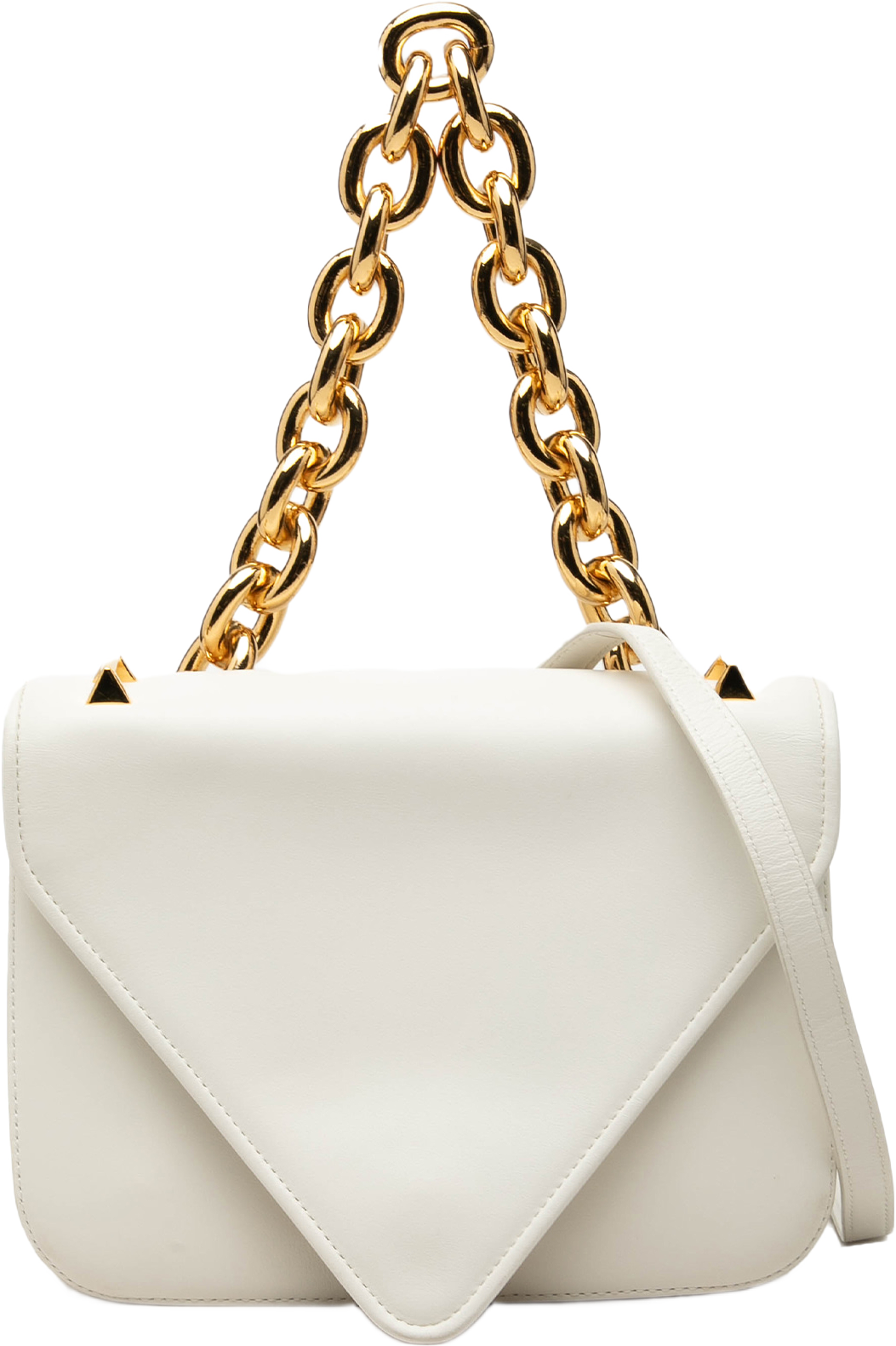 Bottega Veneta Small Leather Mount Envelope Chain Bag, från Luxclusif, i färgen vit. Klicka för att öppna bilden i stort format