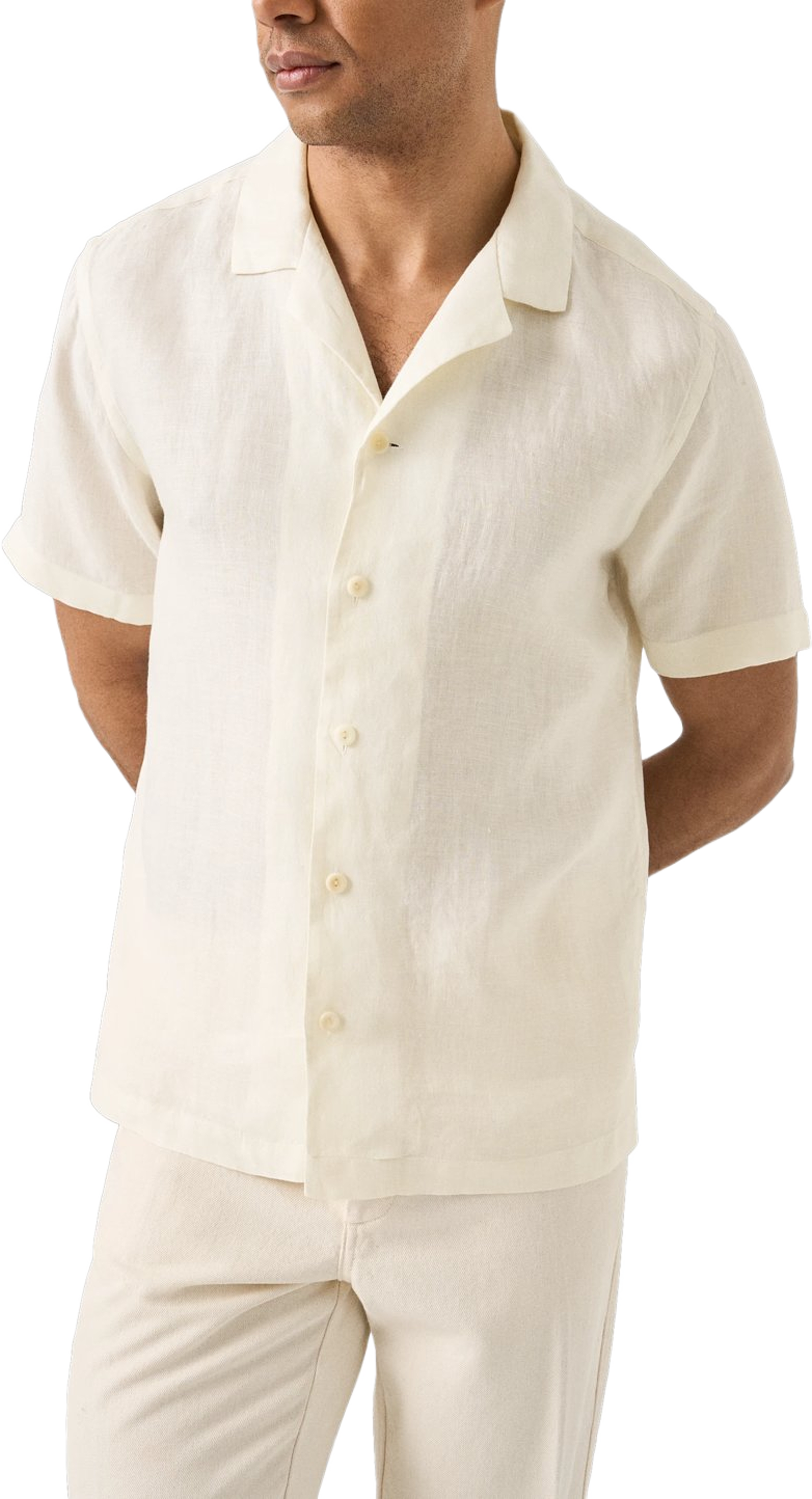 Kortärmad Linne Twill-skjorta
