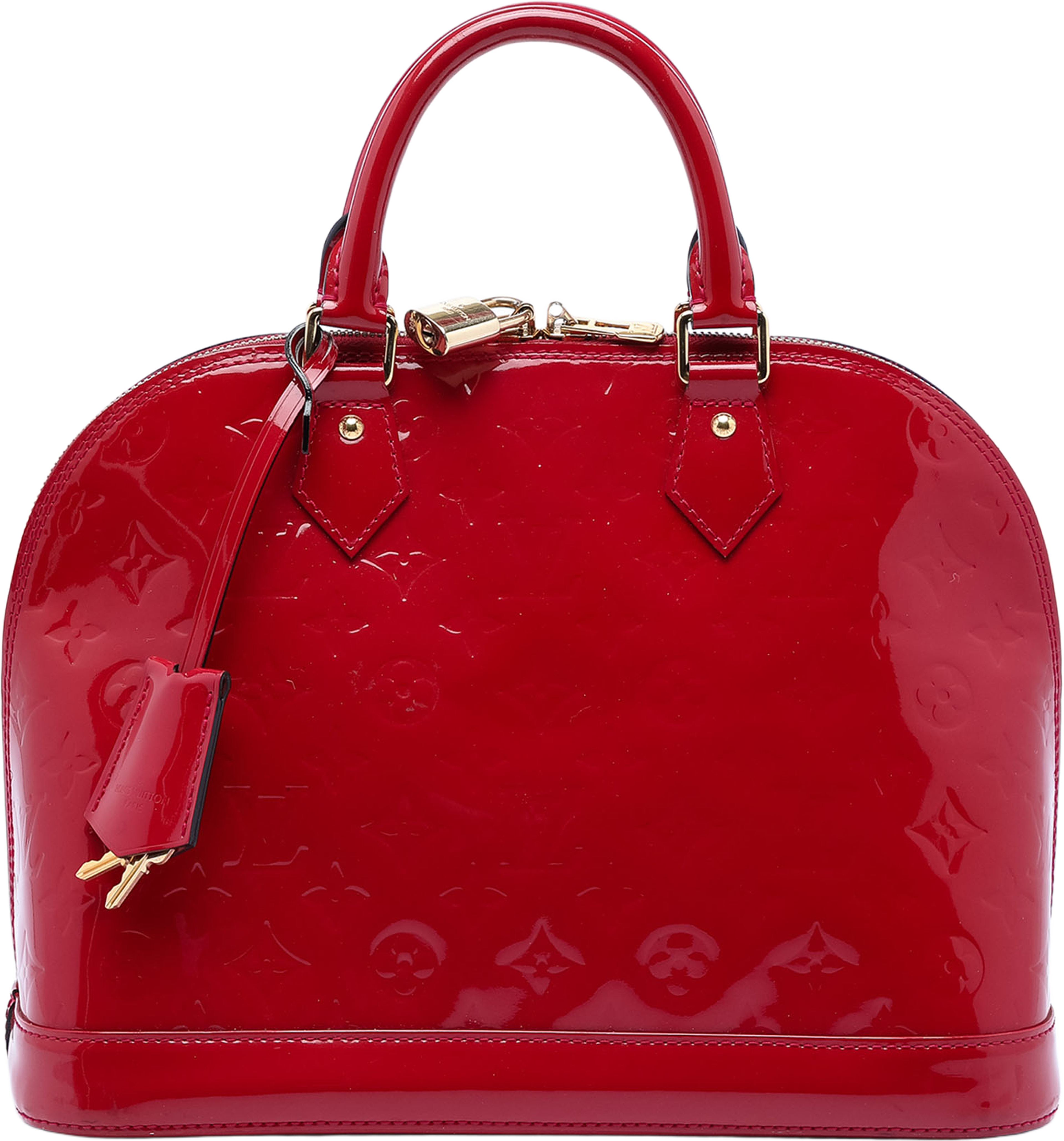 Louis Vuitton Monogram Vernis Alma Pm, från Luxclusif, i färgen red. Klicka för att öppna bilden i stort format
