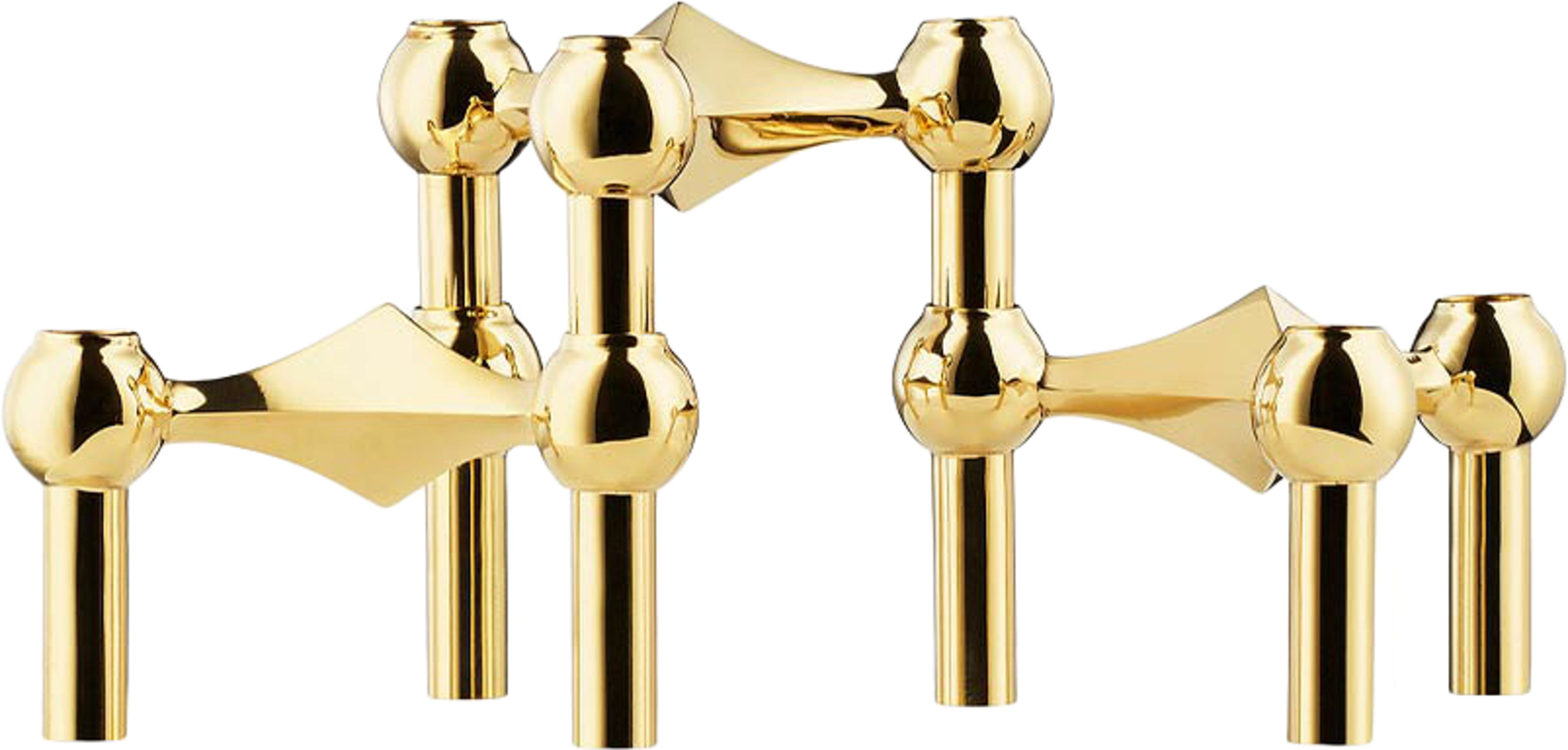 Ljusstake Stage, 3-delar, från STOFF Nagel, i färgen Brass. Klicka för att öppna bilden i stort format