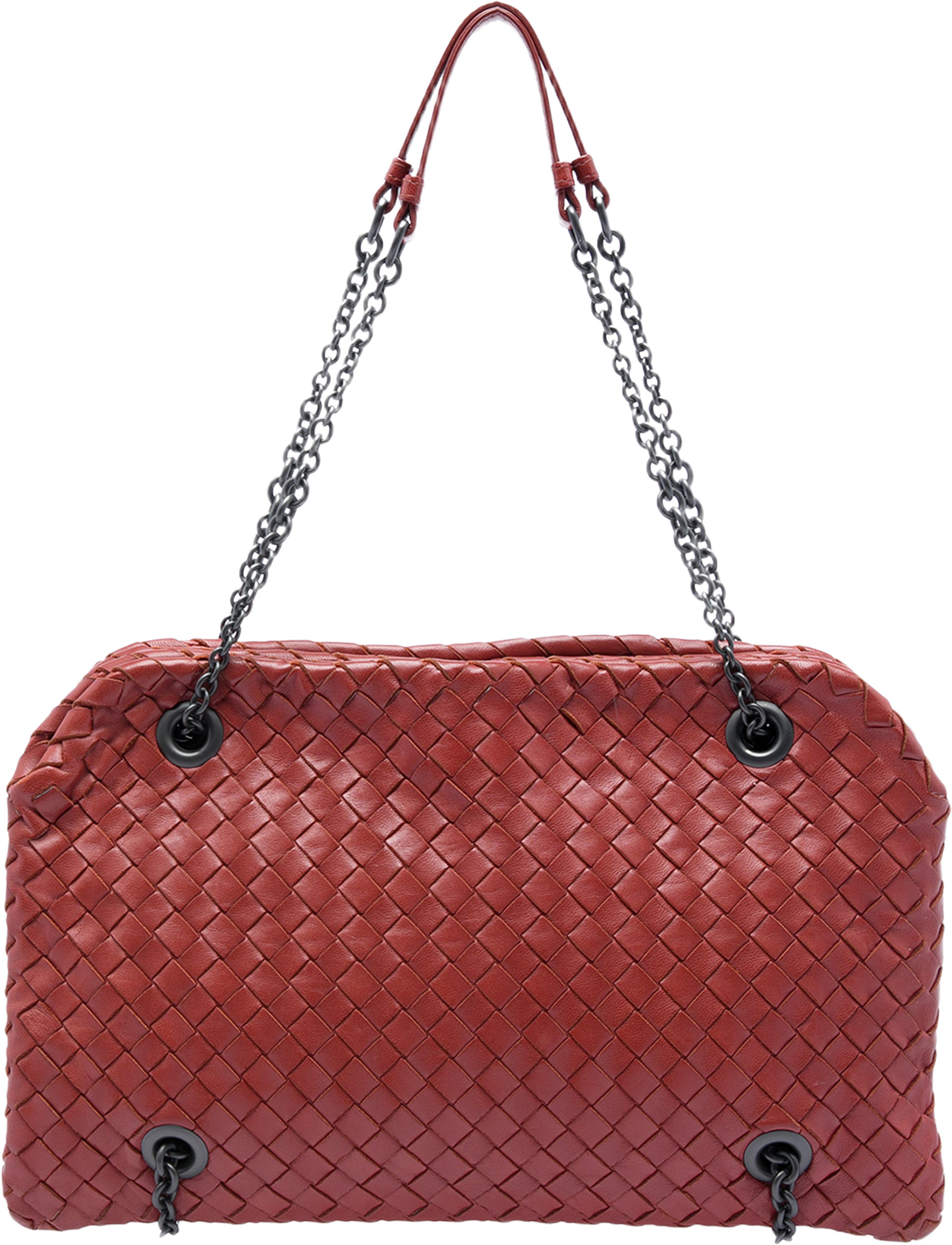 Bottega Veneta Nappa Intrecciato Duo Shoulder Bag, från Luxclusif, i färgen röd. Klicka för att öppna bilden i stort format