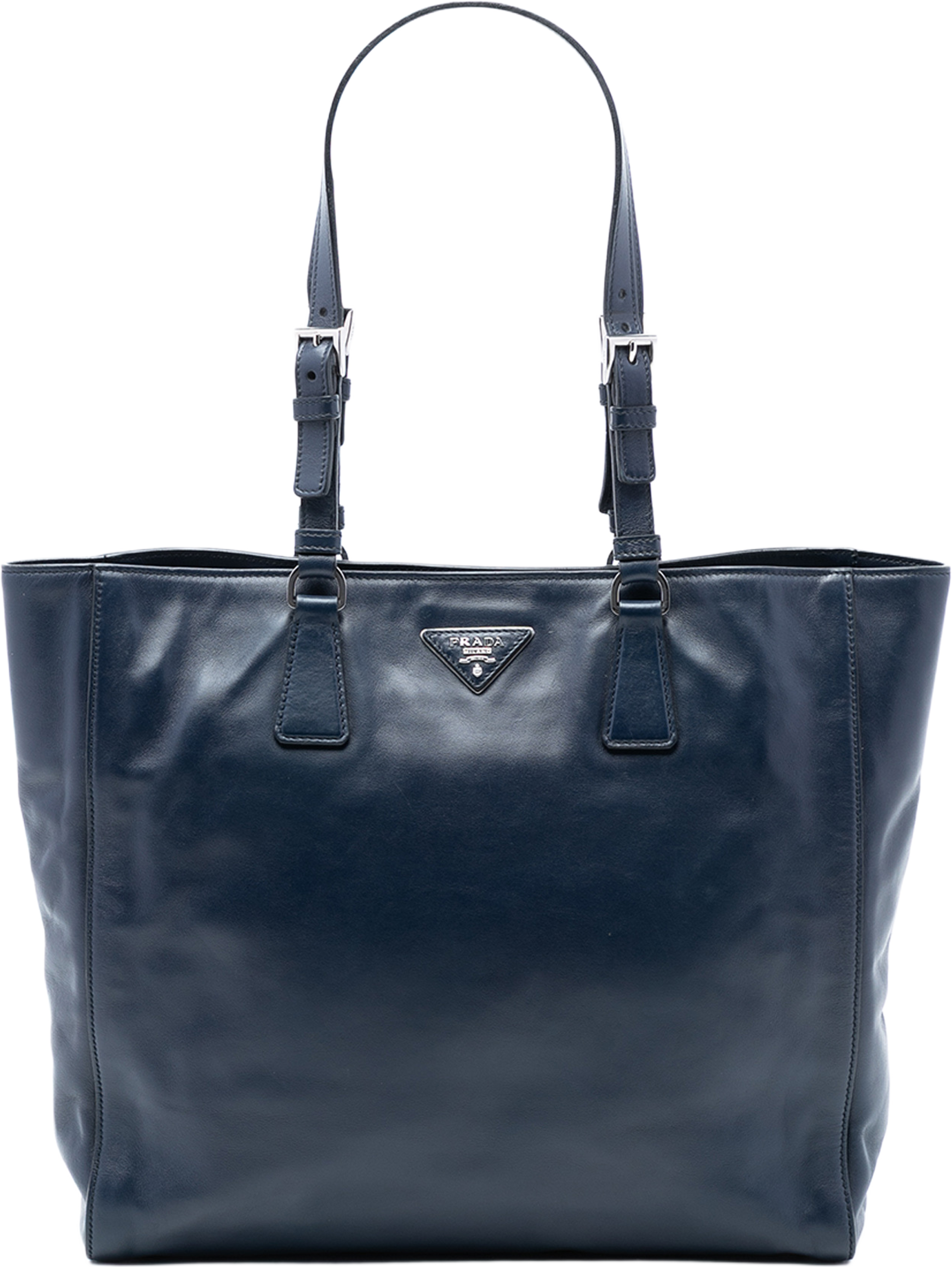 Prada Soft Calf Tote, från Luxclusif, i färgen navy. Klicka för att öppna bilden i stort format