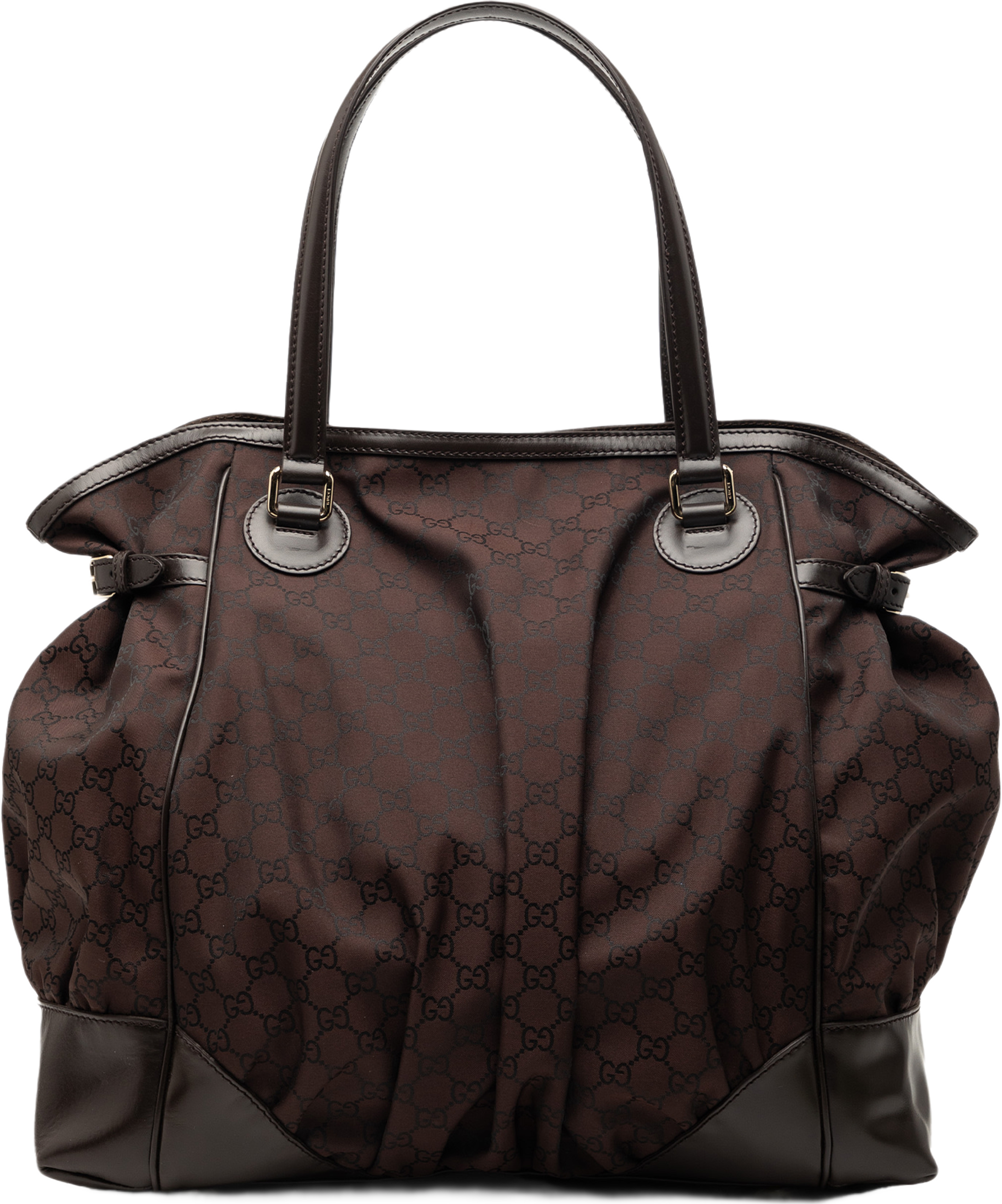Gucci Gg Nylon Full Moon Tote, från Luxclusif, i färgen dark brown. Klicka för att öppna bilden i stort format