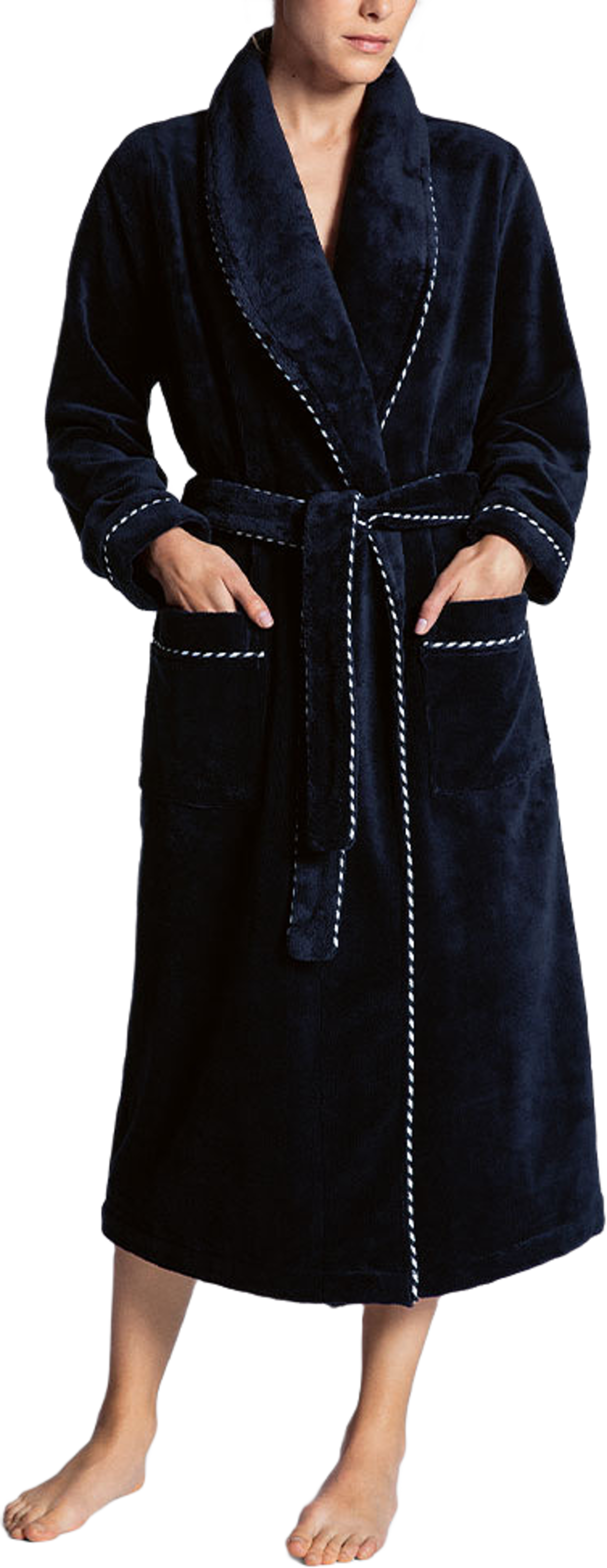 Morgonrock, från Calida, i färgen Dark Lapis Blue. Klicka för att öppna bilden i stort format