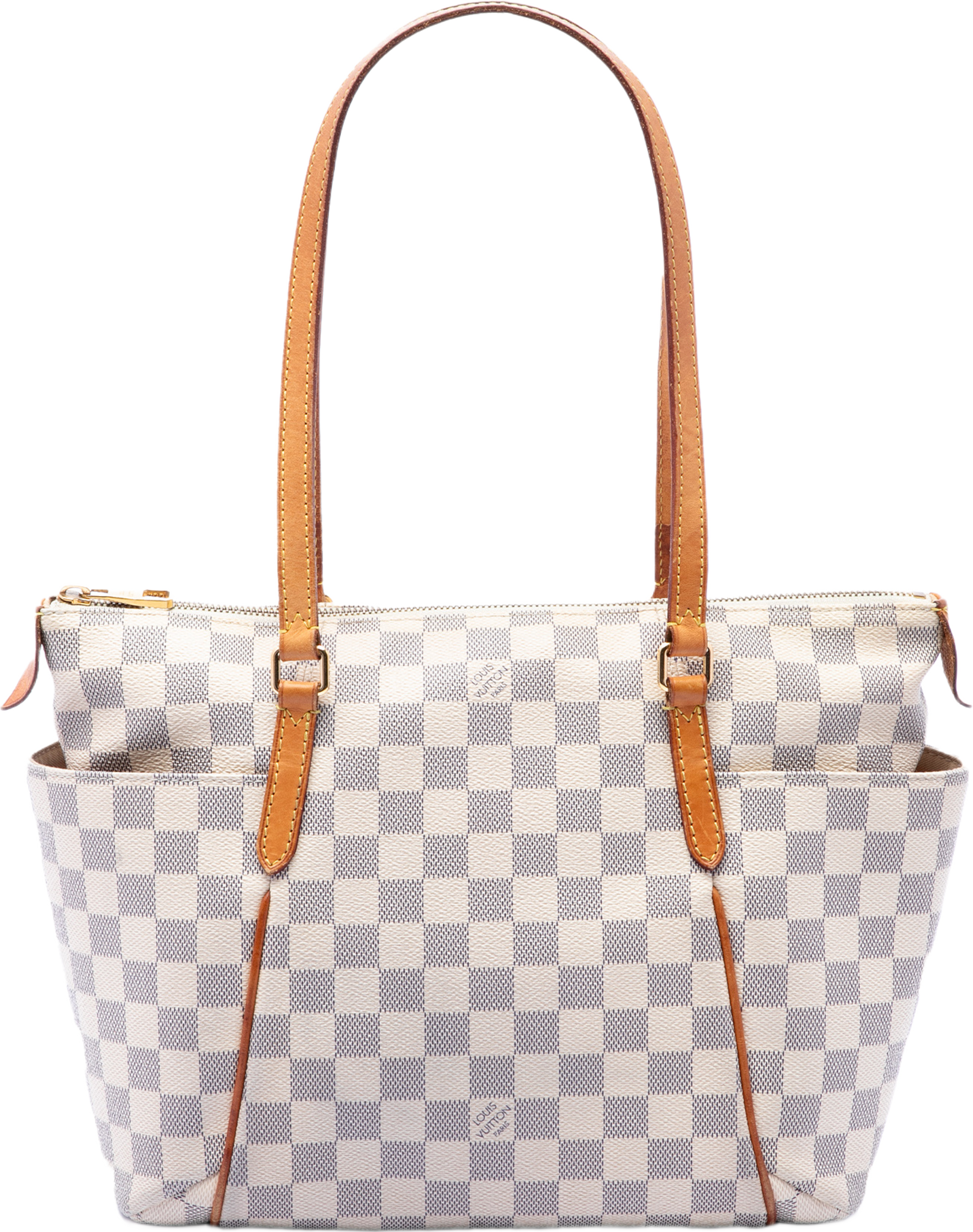 Louis Vuitton Damier Azur Totally Pm, från Luxclusif, i färgen vit. Klicka för att öppna bilden i stort format