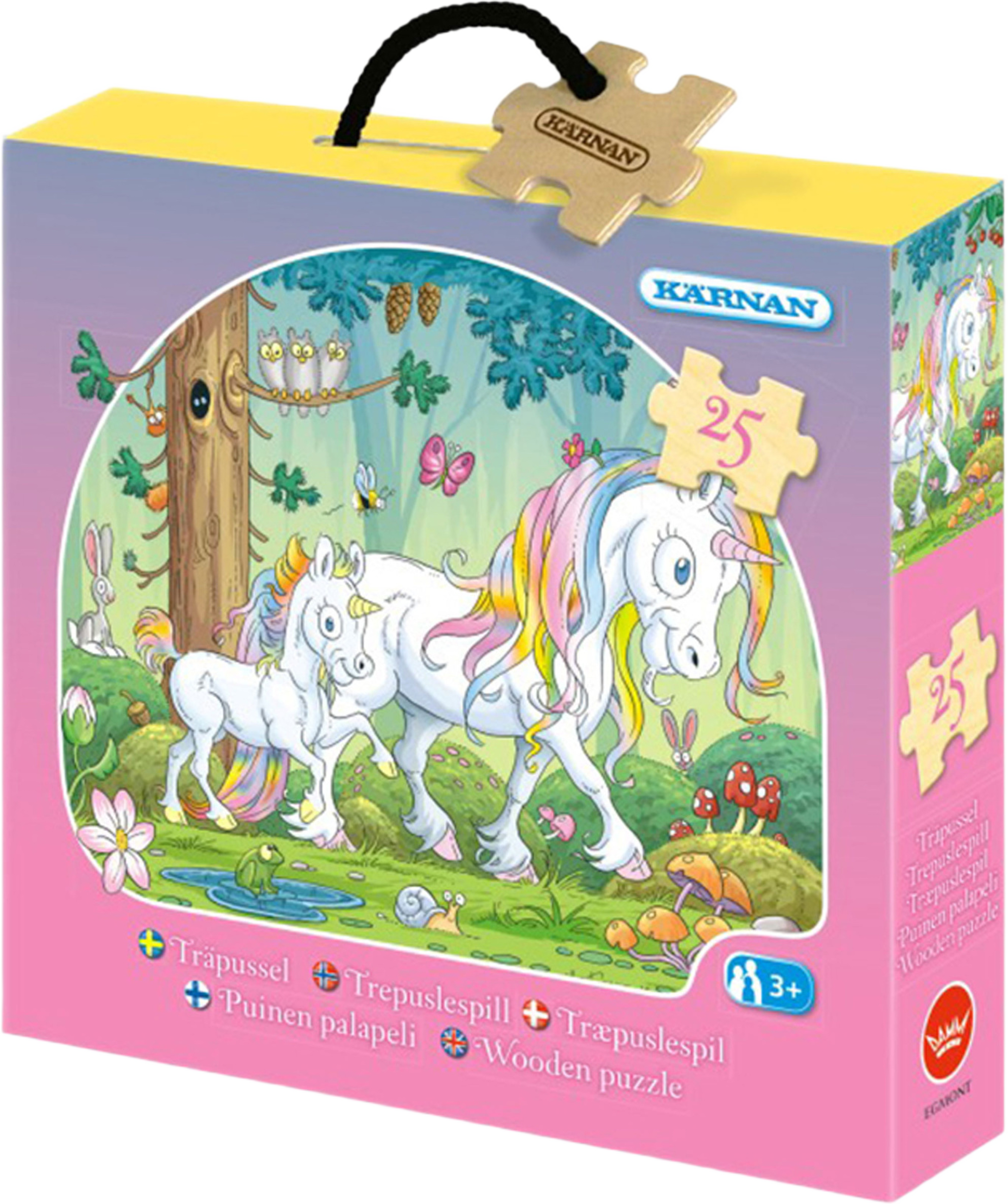Träpussel i ask Unicorns 25 bitar