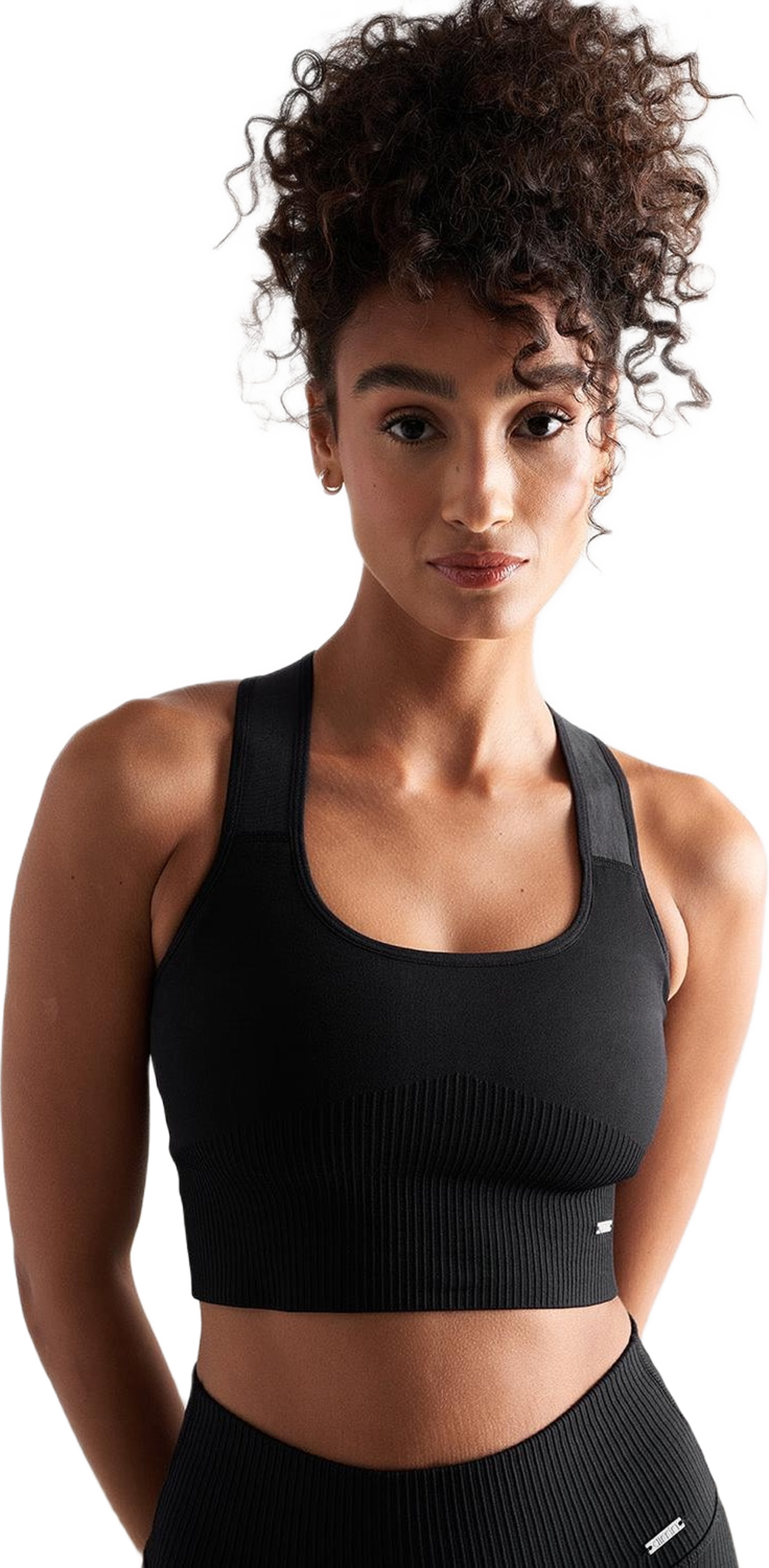 Black High Support Ribbed Bra