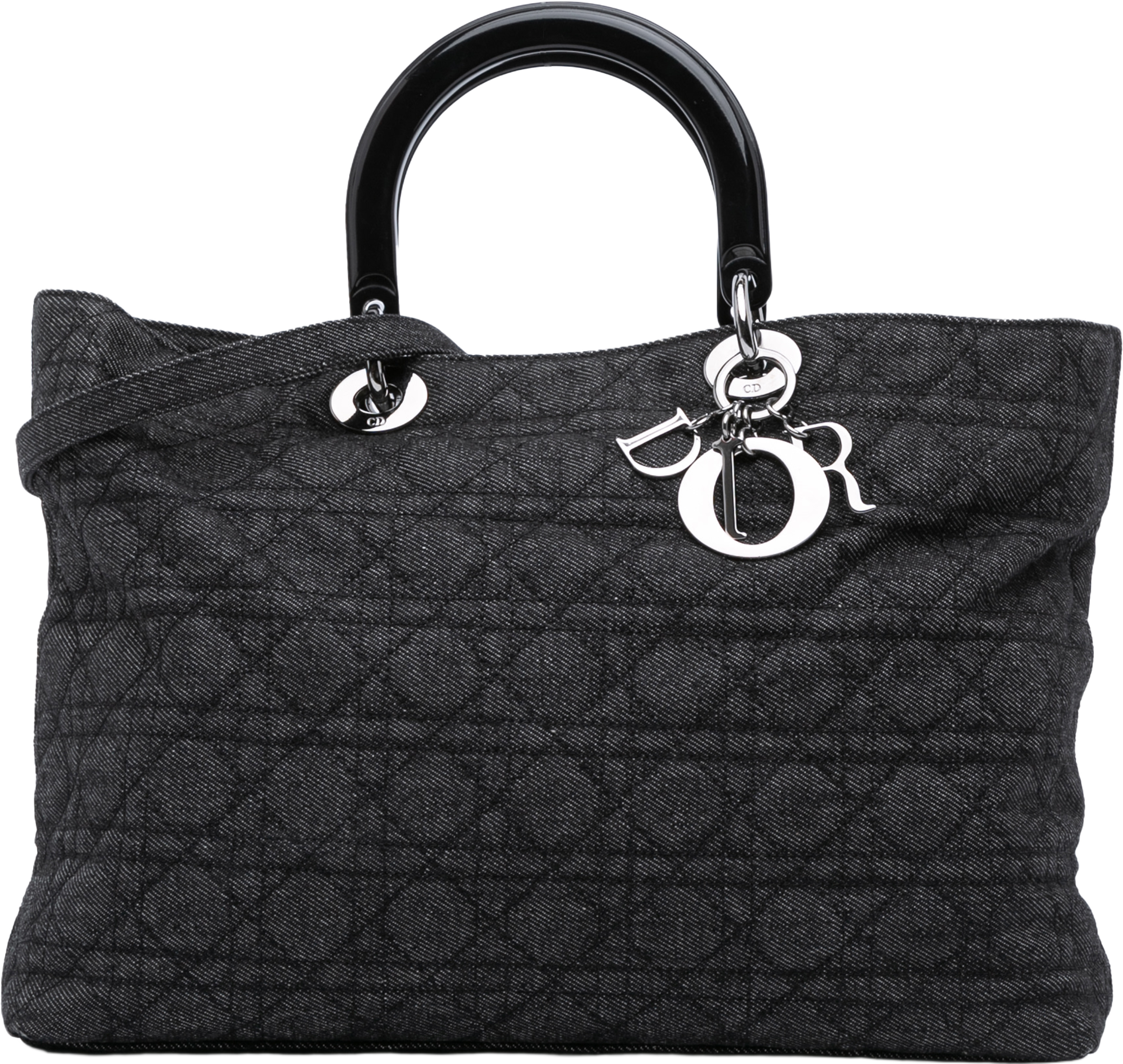 Dior Extra Large Denim Cannage Lady Dior, från Luxclusif, i färgen black. Klicka för att öppna bilden i stort format