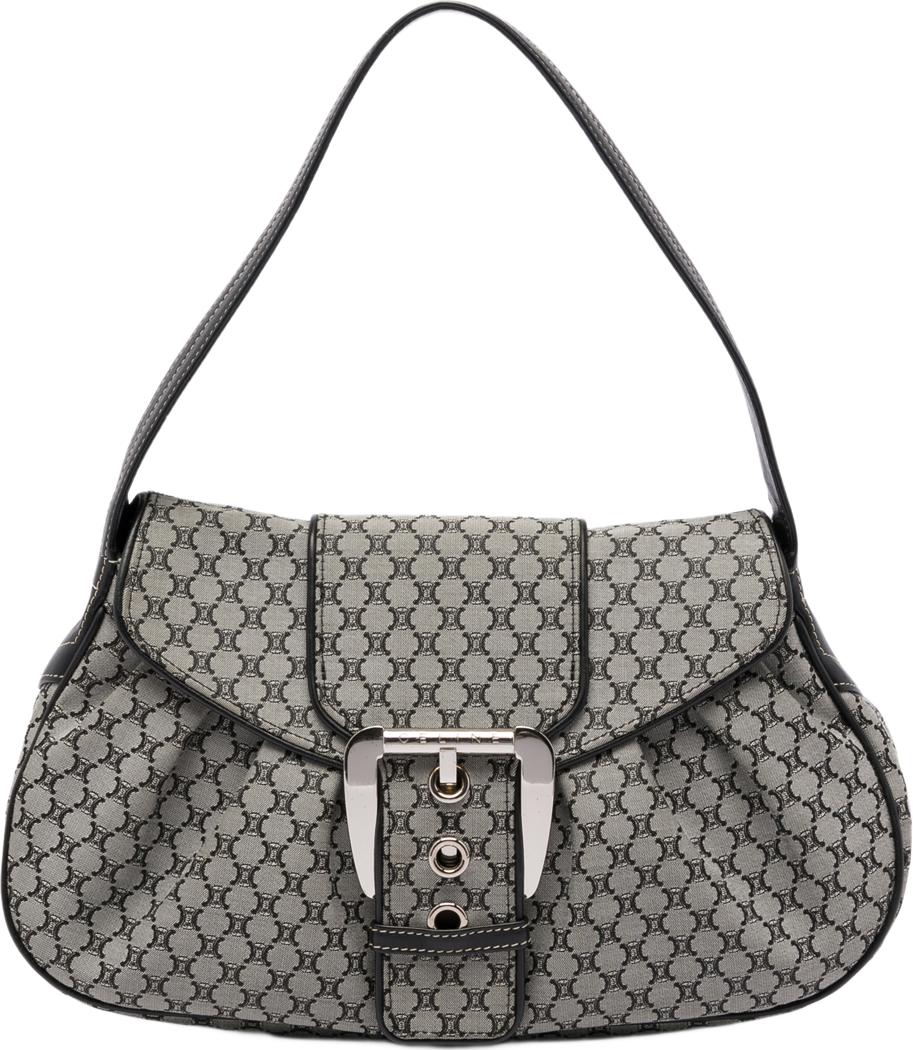 Celine Macadam Canvas Shoulder Bag, från Luxclusif, i färgen grå. Klicka för att öppna bilden i stort format