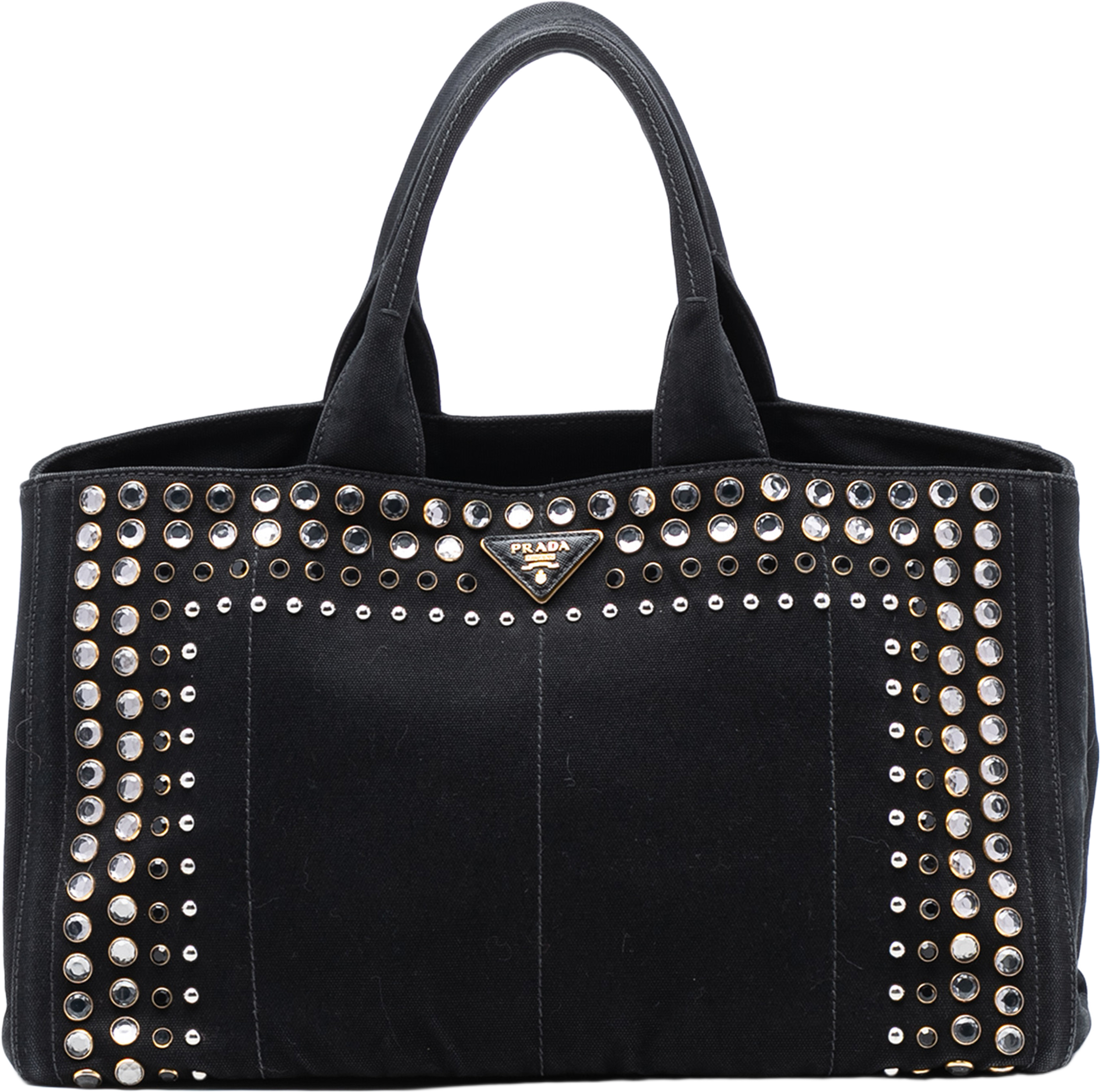 Prada Large Canvas Canapa Bijoux Satchel, från Luxclusif, i färgen black. Klicka för att öppna bilden i stort format