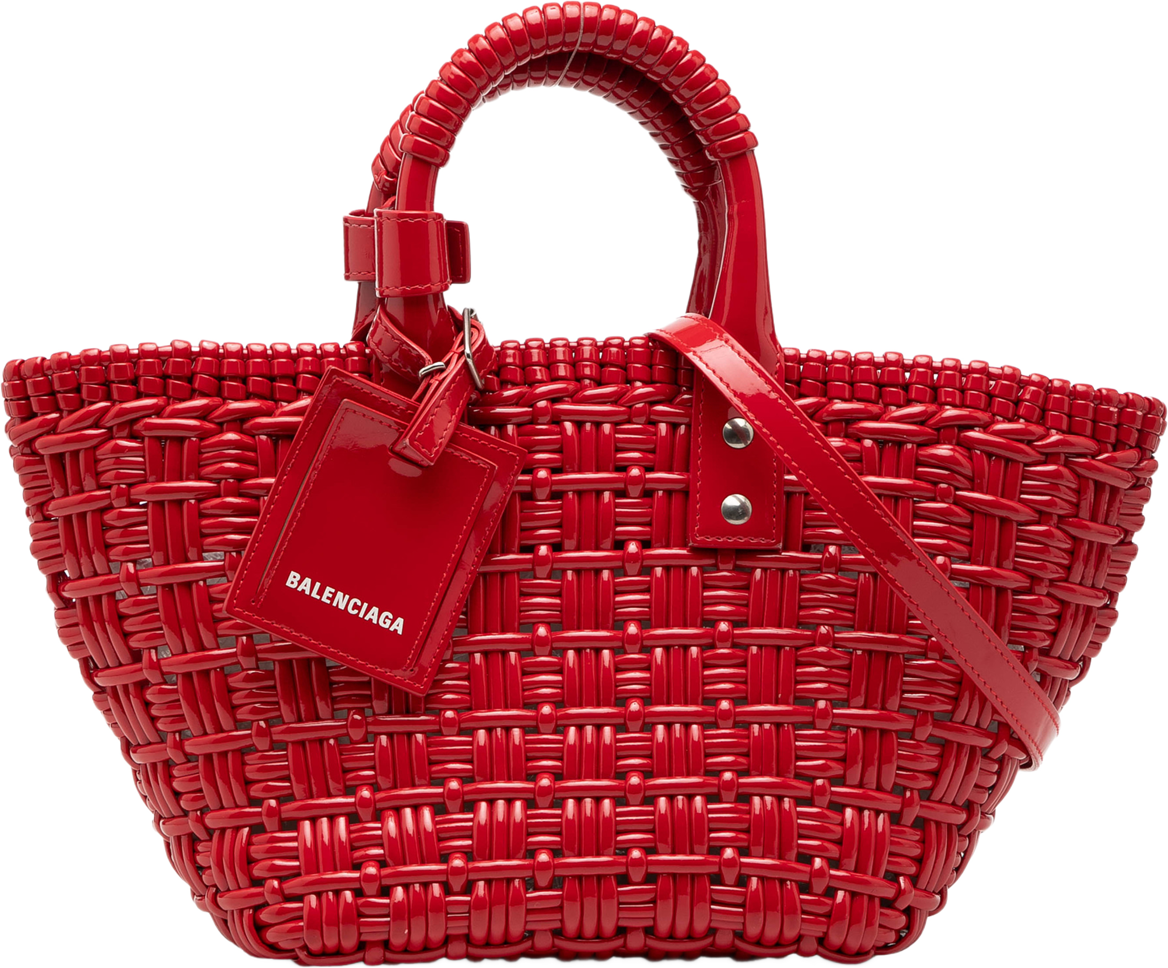 Balenciaga Faux Leather Bistro Panier Xs, från Luxclusif, i färgen röd. Klicka för att öppna bilden i stort format