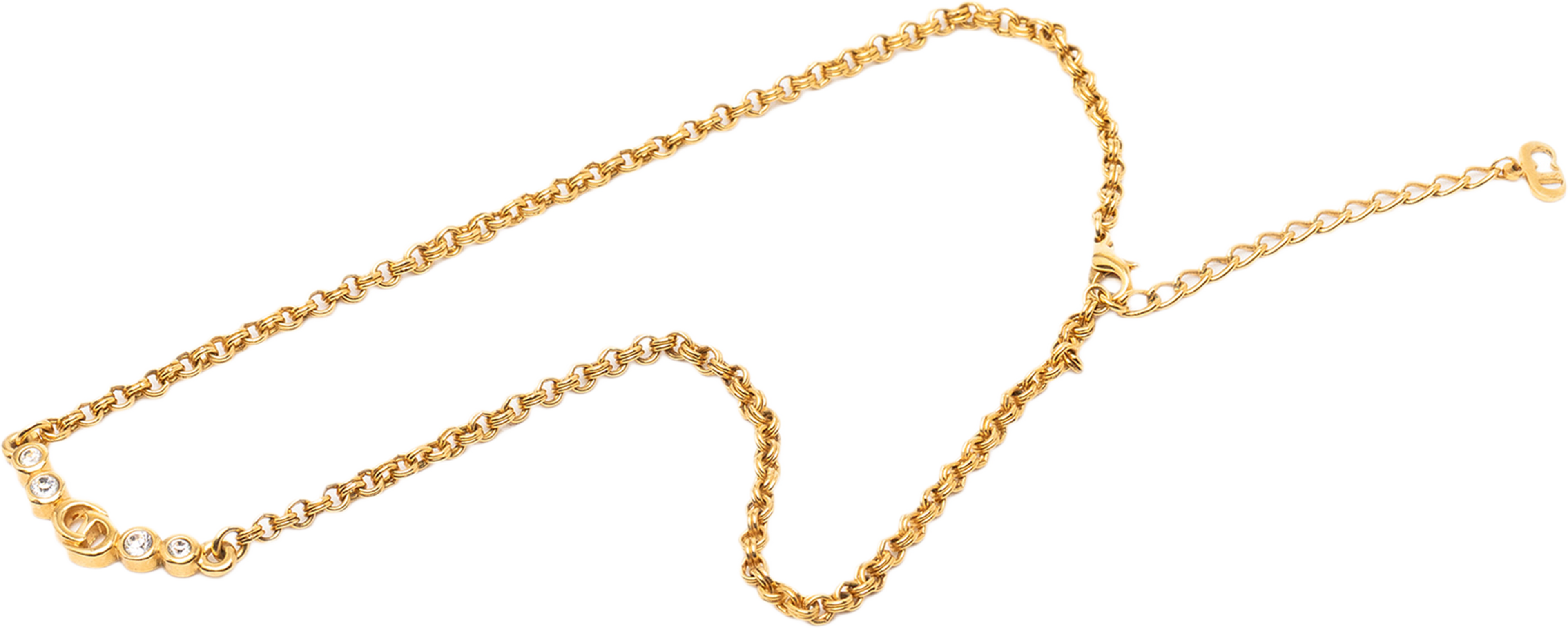 Dior Gold Plated Rhinestone Cd Pendant Necklace, från Luxclusif, i färgen gold. Klicka för att öppna bilden i stort format