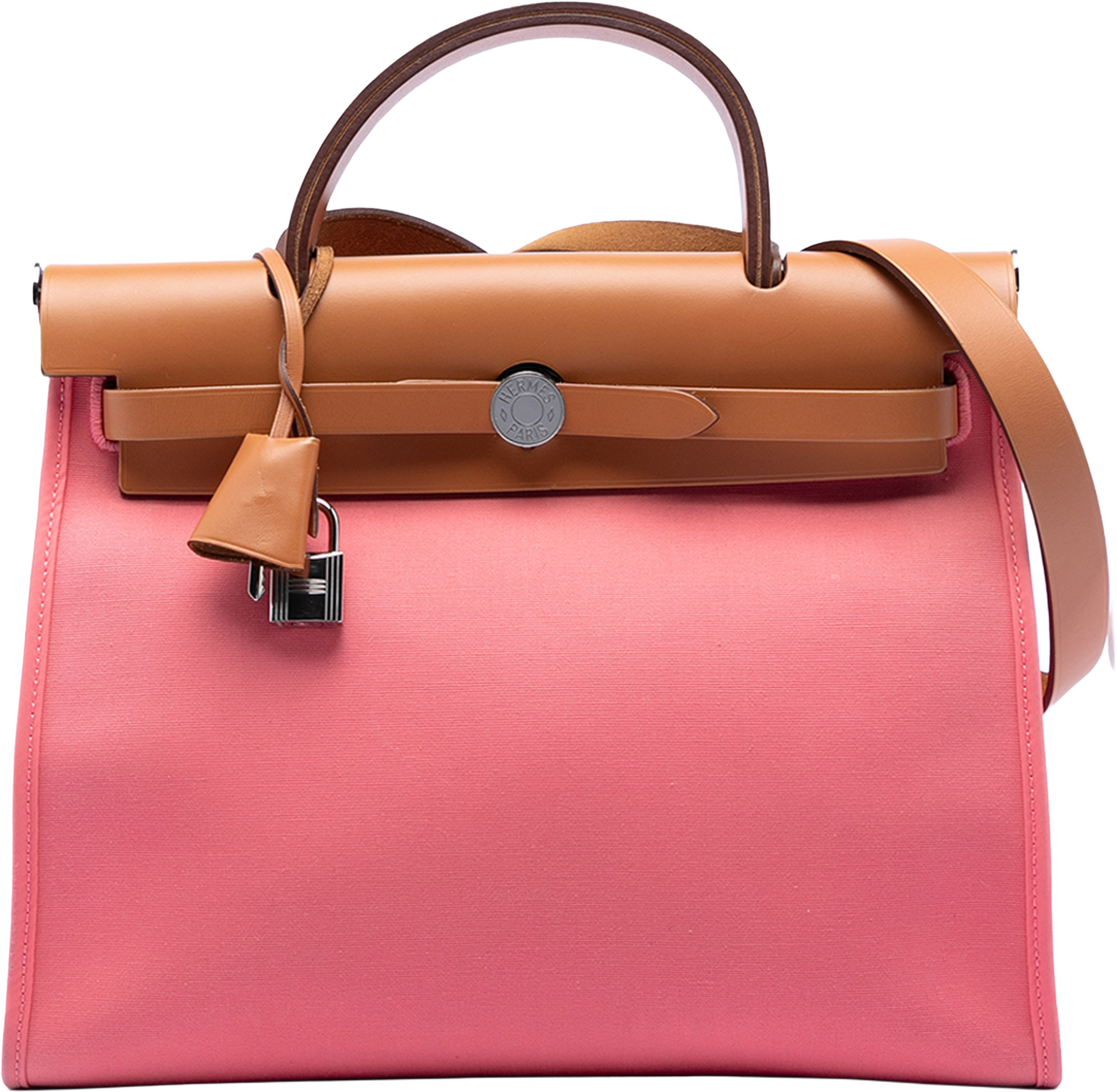 Hermès Toile Herbag Zip 31, från Luxclusif, i färgen blush. Klicka för att öppna bilden i stort format