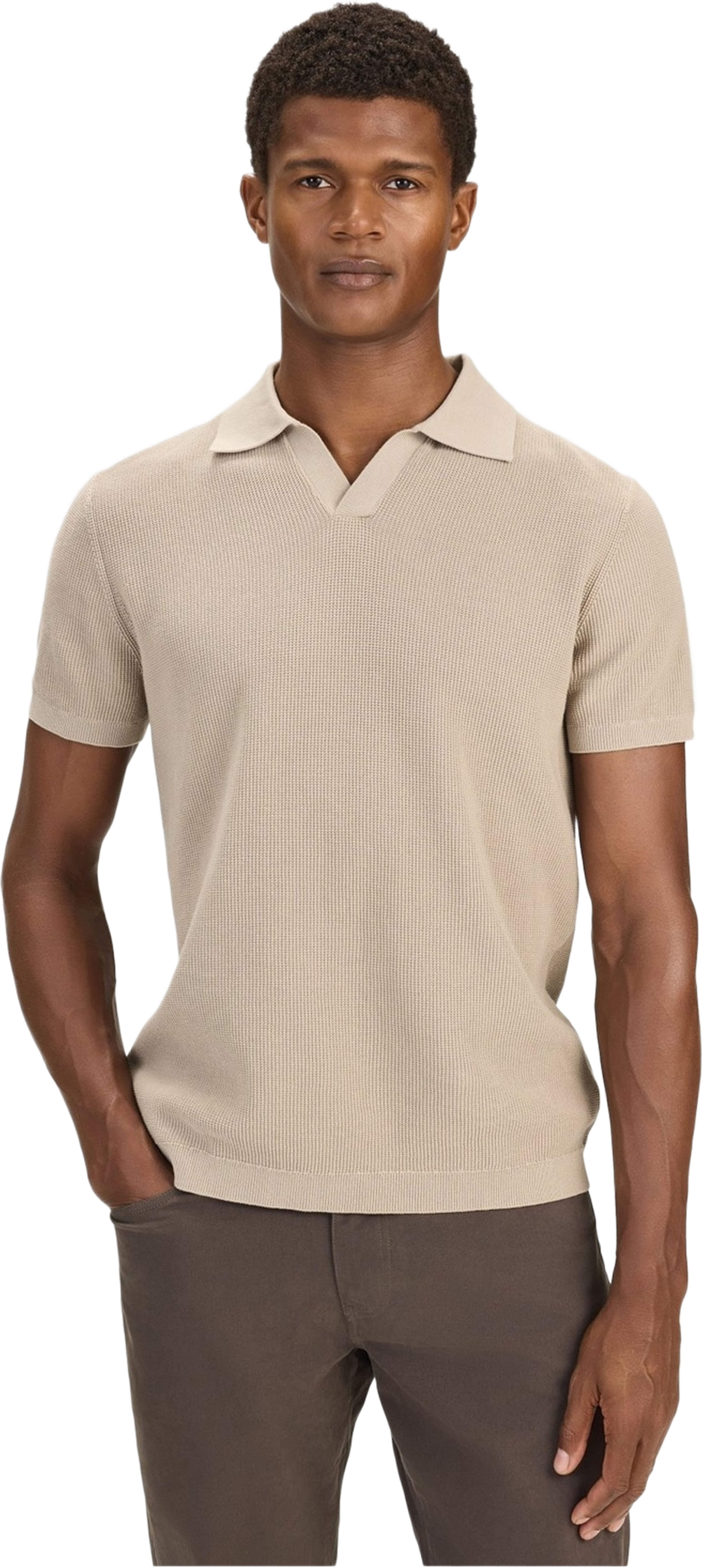 Cotton Texture Knitted Ss Polo Sweater (pascal), från John Henric, i färgen beige. Klicka för att öppna bilden i stort format