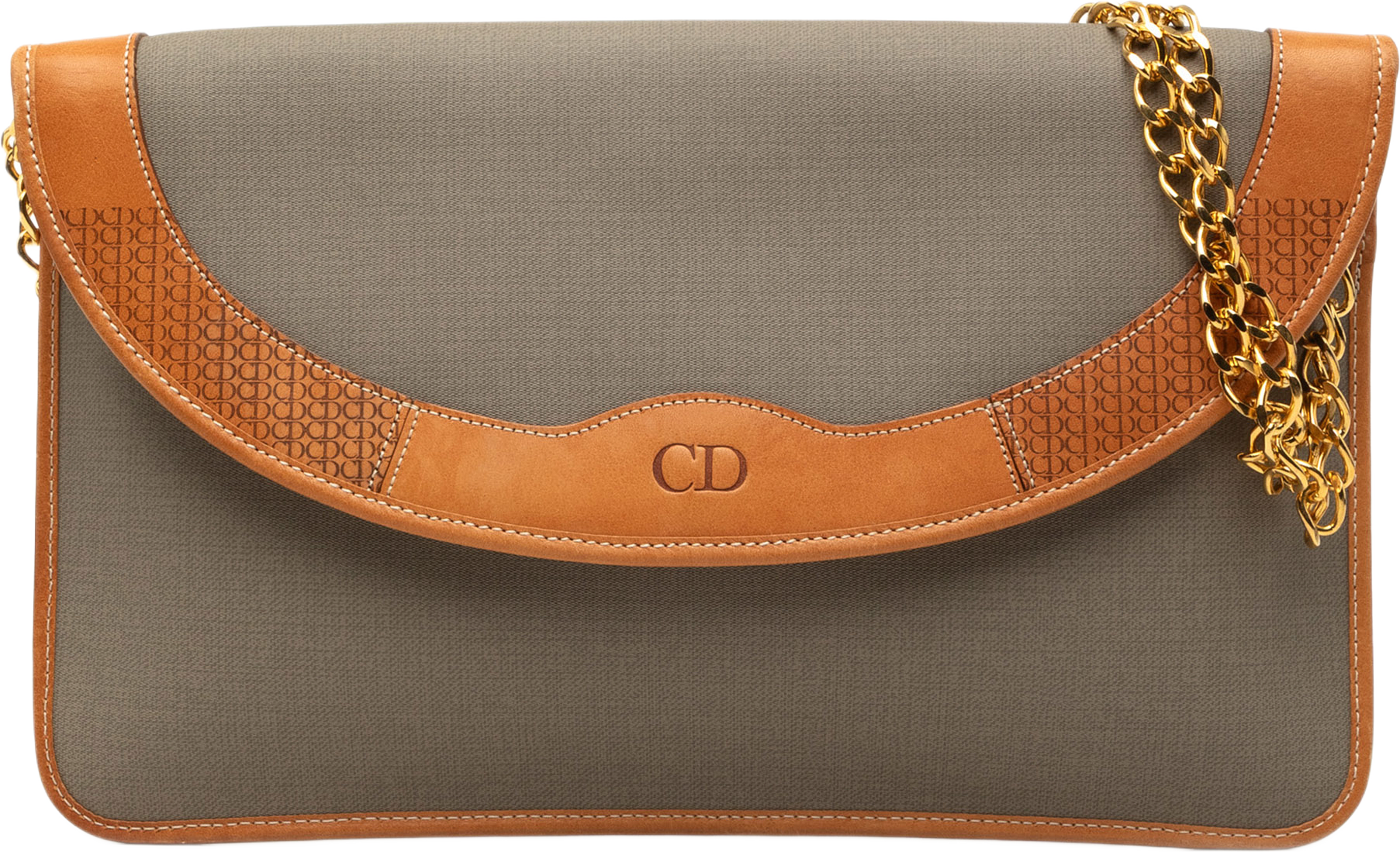 Dior Canvas Chain Shoulder Bag, från Luxclusif, i färgen brun. Klicka för att öppna bilden i stort format