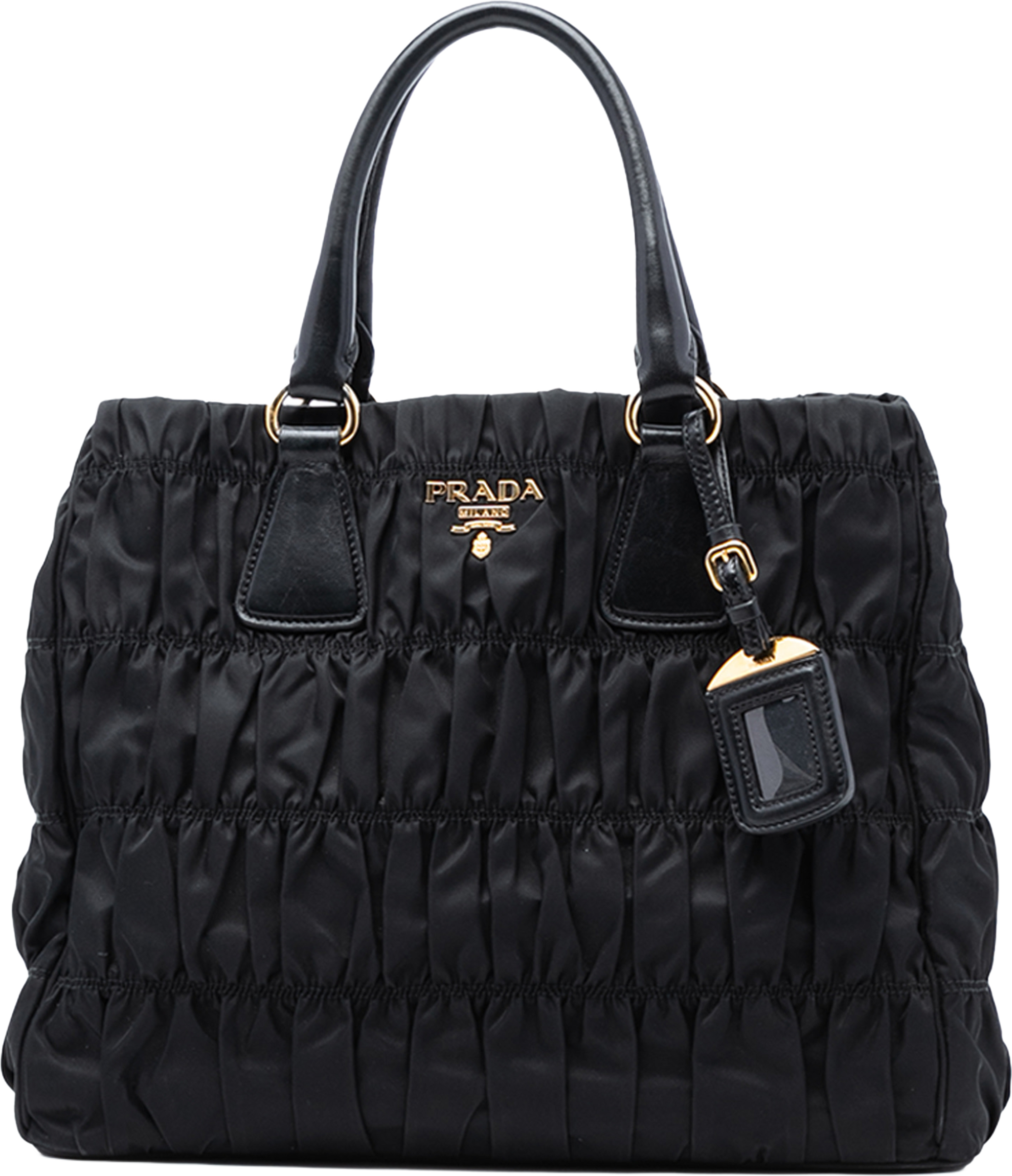 Prada Tessuto Gaufre Satchel, från Luxclusif, i färgen black. Klicka för att öppna bilden i stort format