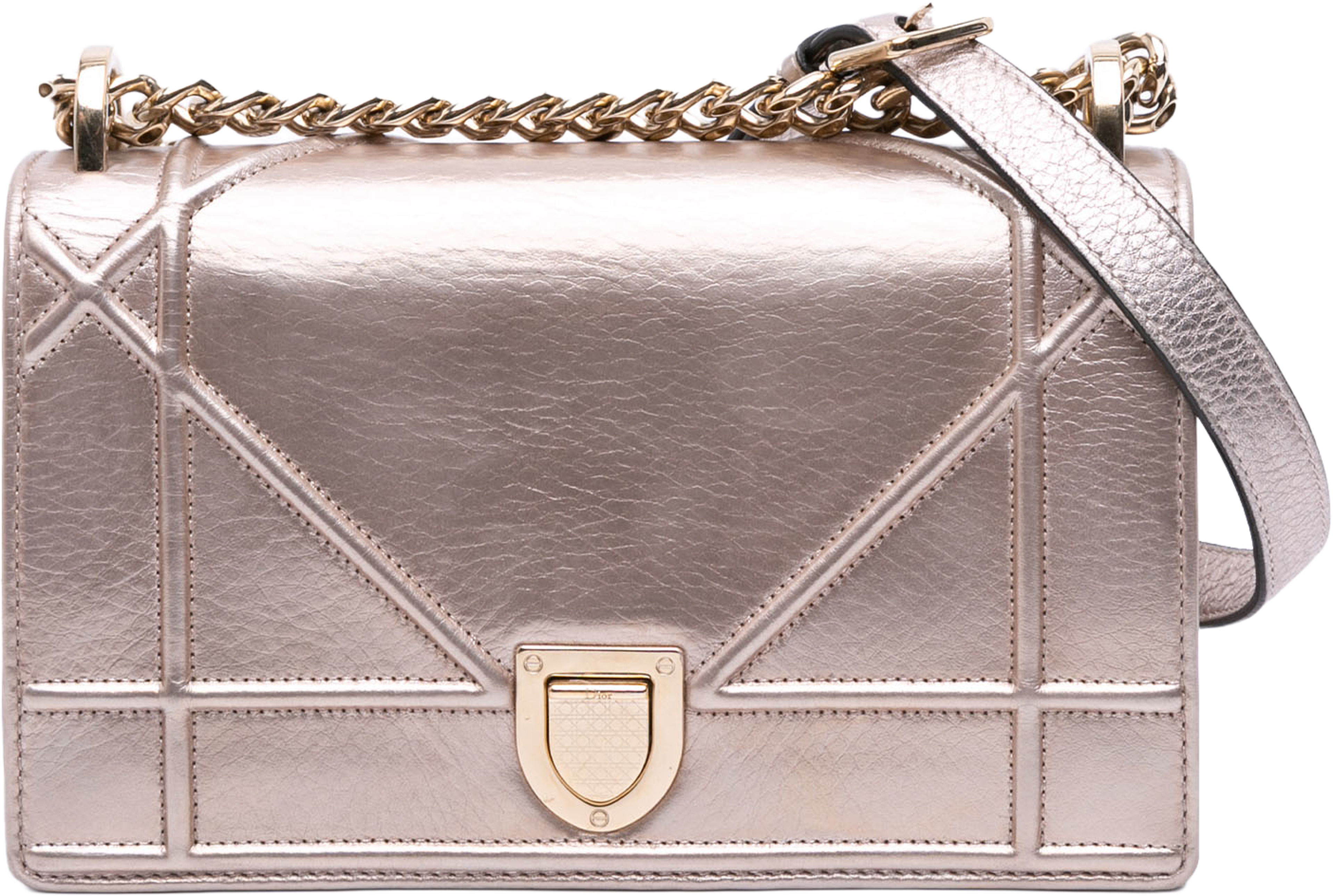 Dior Small Metallic Grained Calfskin Diorama Flap