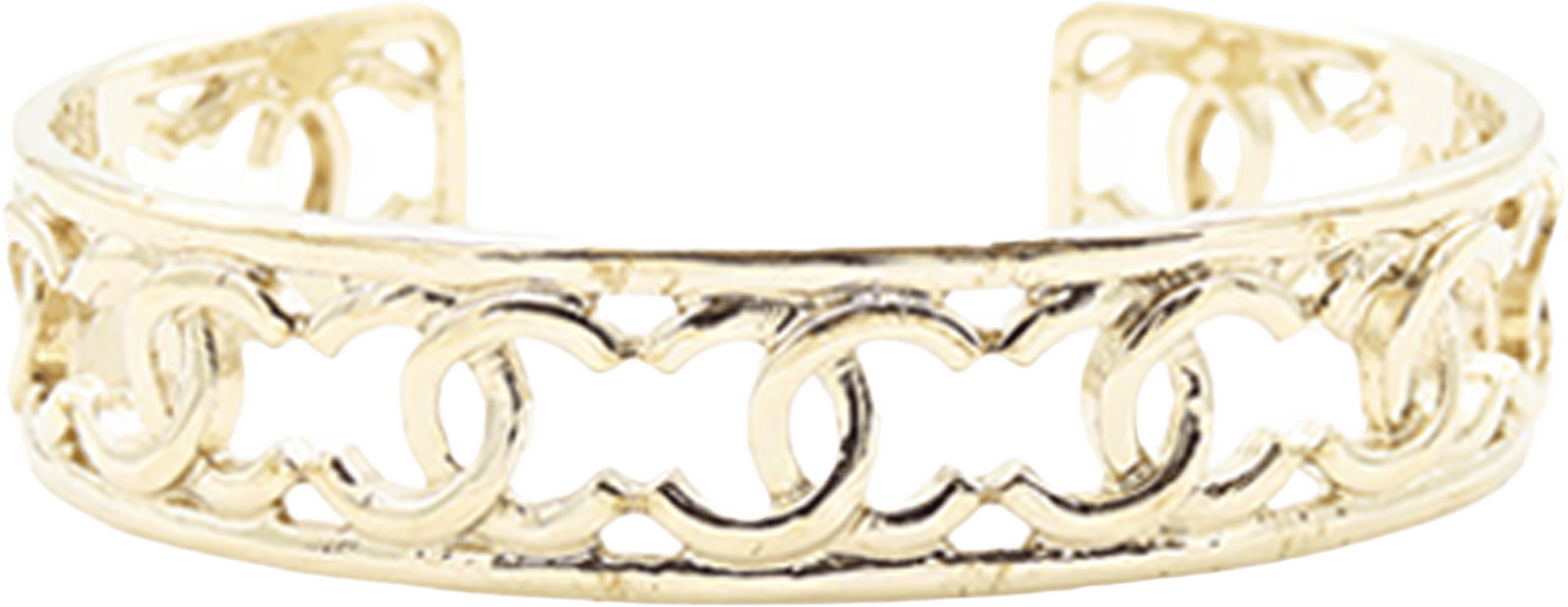 Chanel Gold Plated Multiple Cc Cuff Bracelet S, från Luxclusif, i färgen gold. Klicka för att öppna bilden i stort format