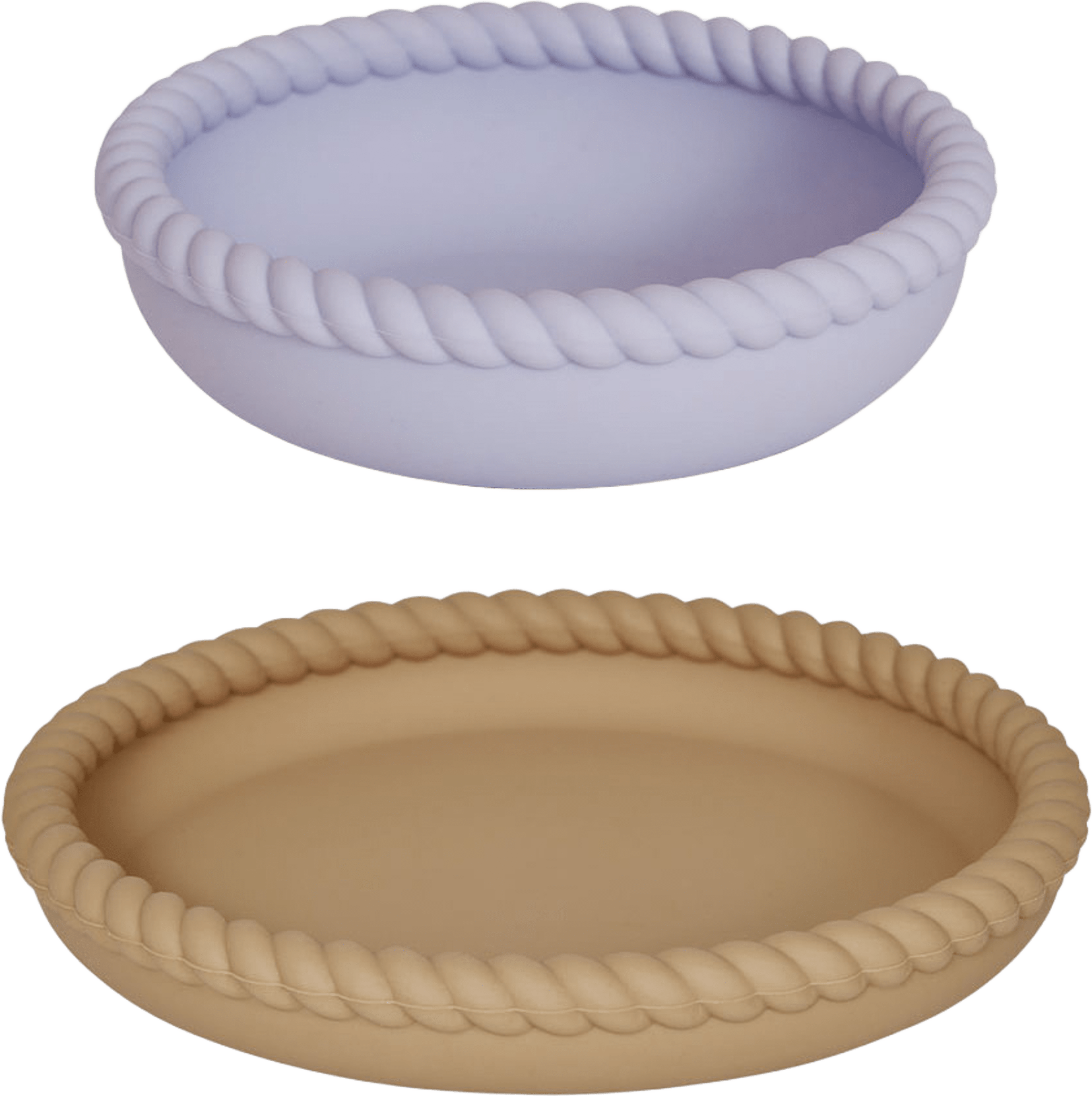 Mellow Plate & Bowl, från OYOY Mini, i färgen lightrubber/lavender. Klicka för att öppna bilden i stort format