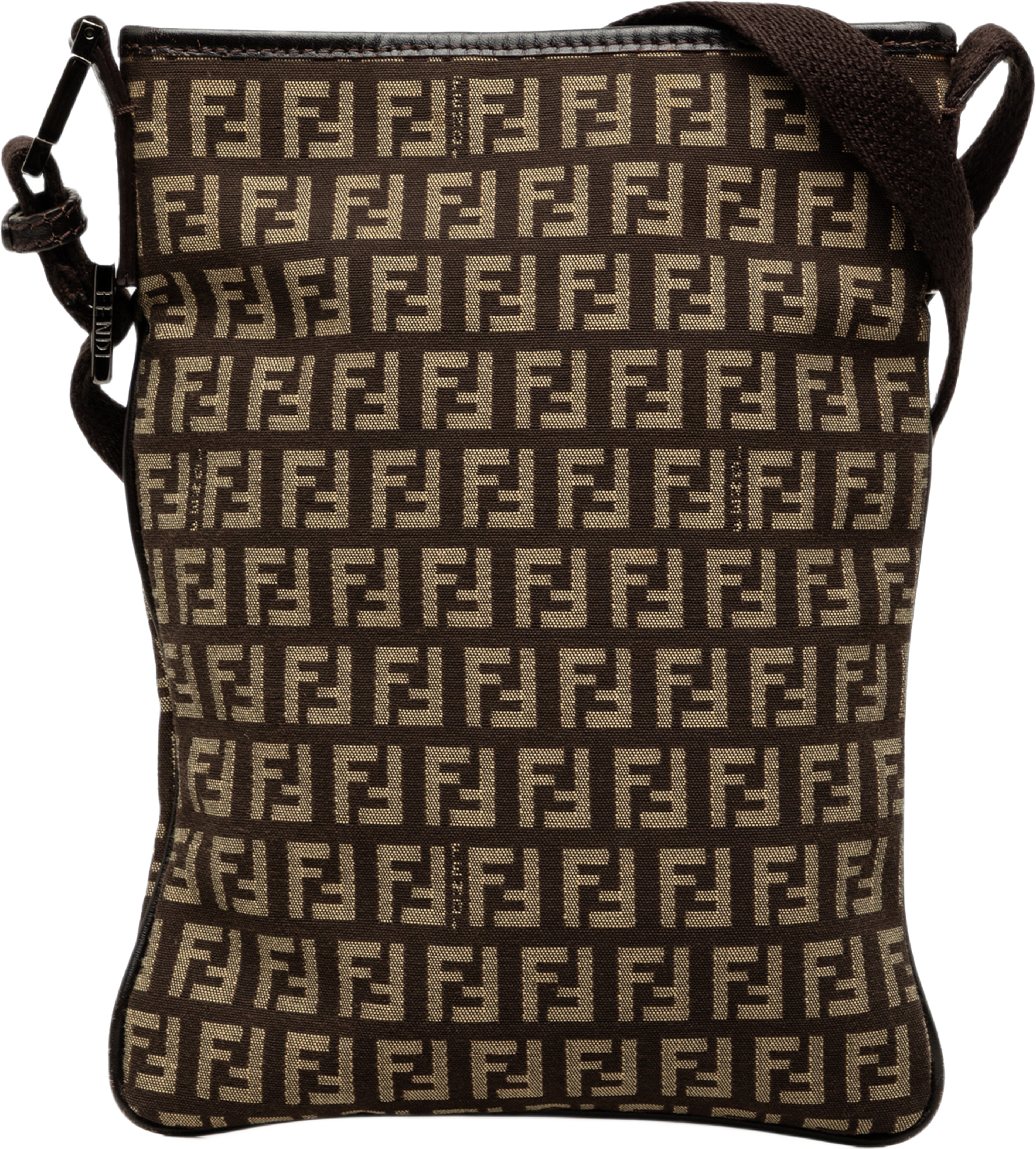 Fendi Zucchino Canvas Crossbody, från Luxclusif, i färgen brun. Klicka för att öppna bilden i stort format