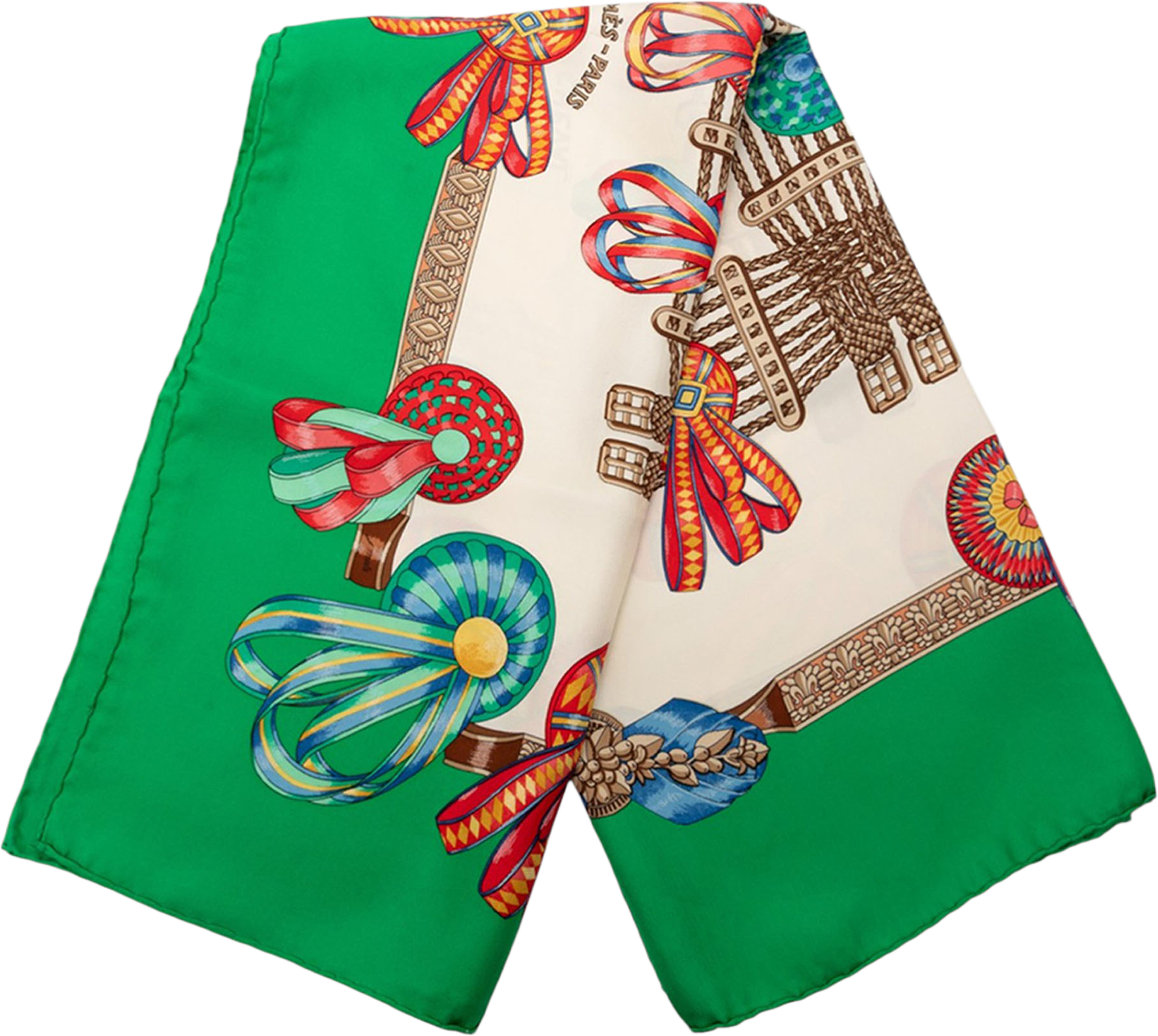 Hermès Les Rubans Du Cheval Silk Scarf 90, från Luxclusif, i färgen white. Klicka för att öppna bilden i stort format