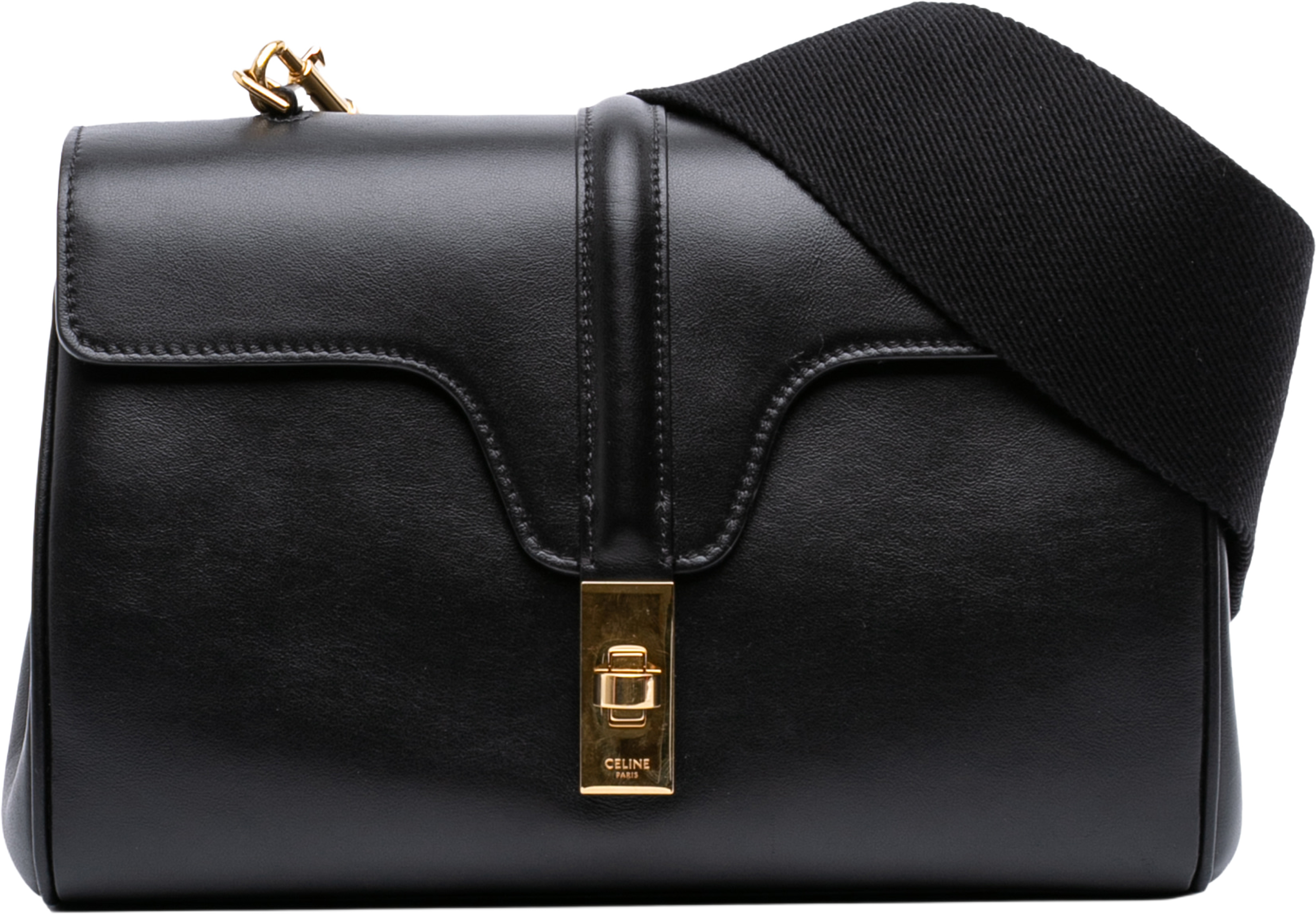 Celine Teen Smooth Calfskin Soft 16 Crossbody, från Luxclusif, i färgen black. Klicka för att öppna bilden i stort format