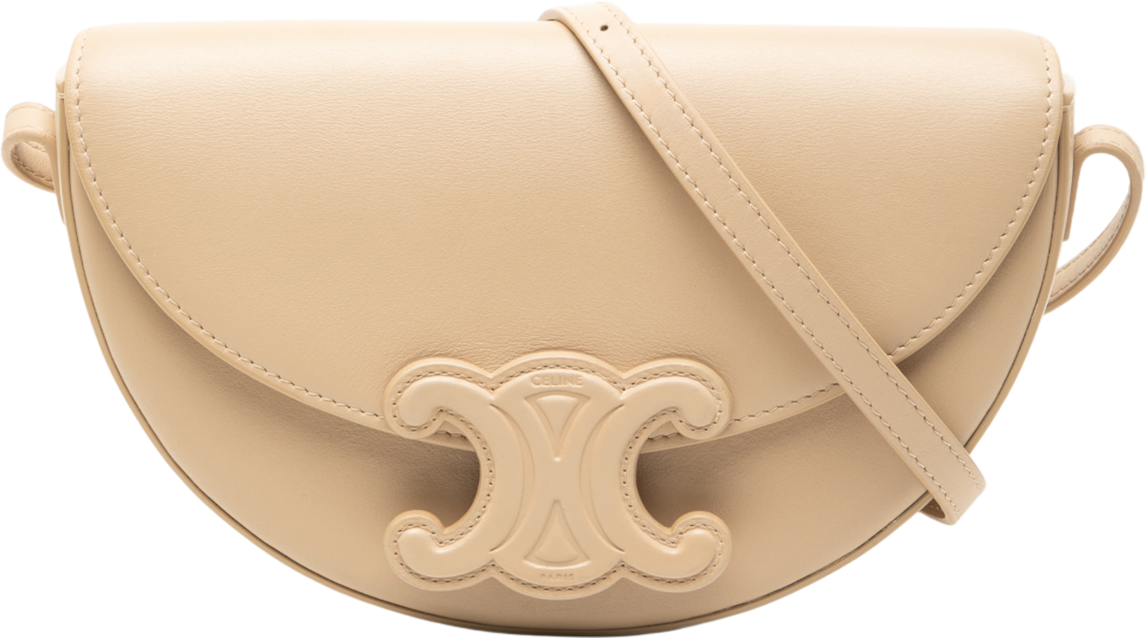 Celine Smooth Calfskin Cuir Triomphe Besace Crossbody, från Luxclusif, i färgen beige. Klicka för att öppna bilden i stort format