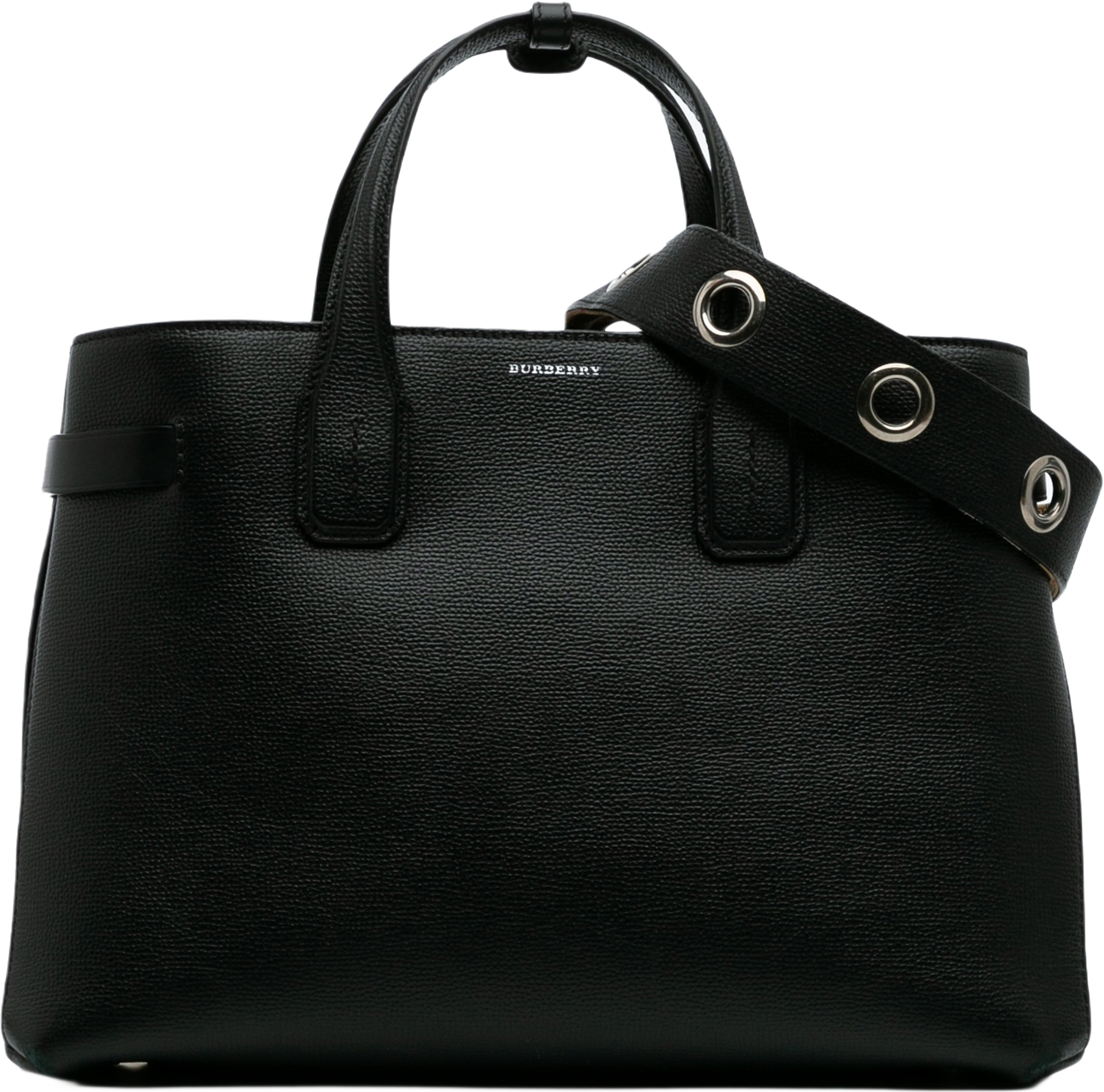 Burberry Medium Leather Banner Satchel, från Luxclusif, i färgen black.