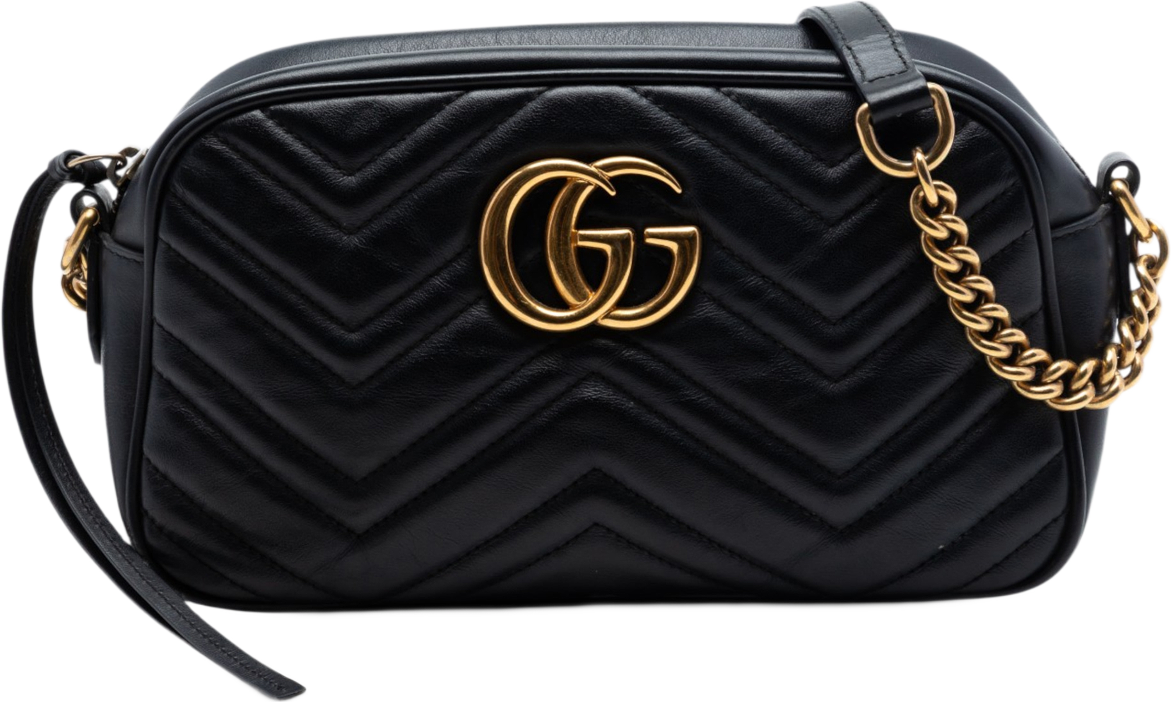 Gucci Small Gg Marmont Matelasse Calfskin Crossbody, från Luxclusif, i färgen black. Klicka för att öppna bilden i stort format