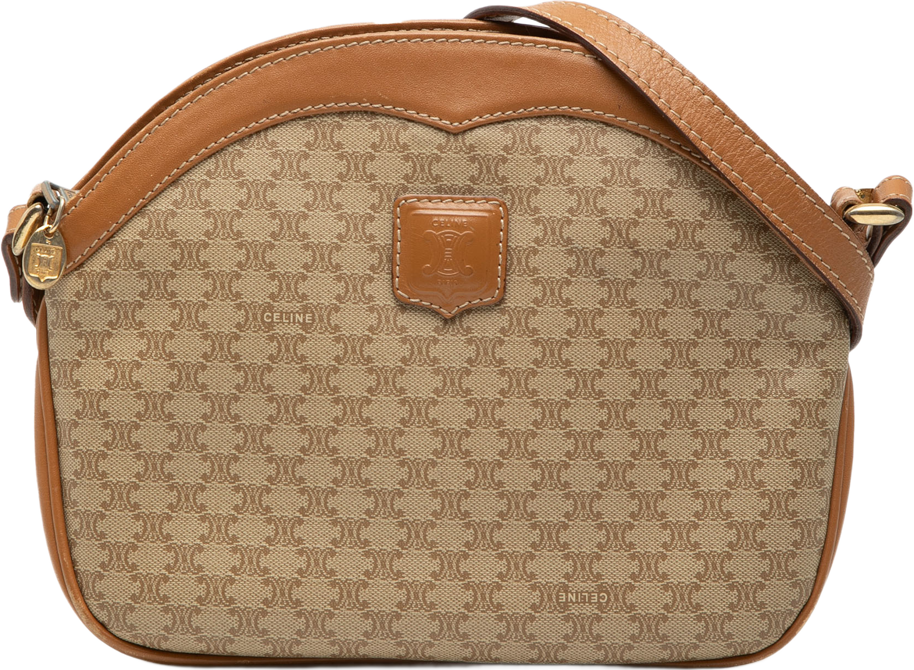 Celine Macadam Coated Canvas Crossbody, från Luxclusif, i färgen beige. Klicka för att öppna bilden i stort format