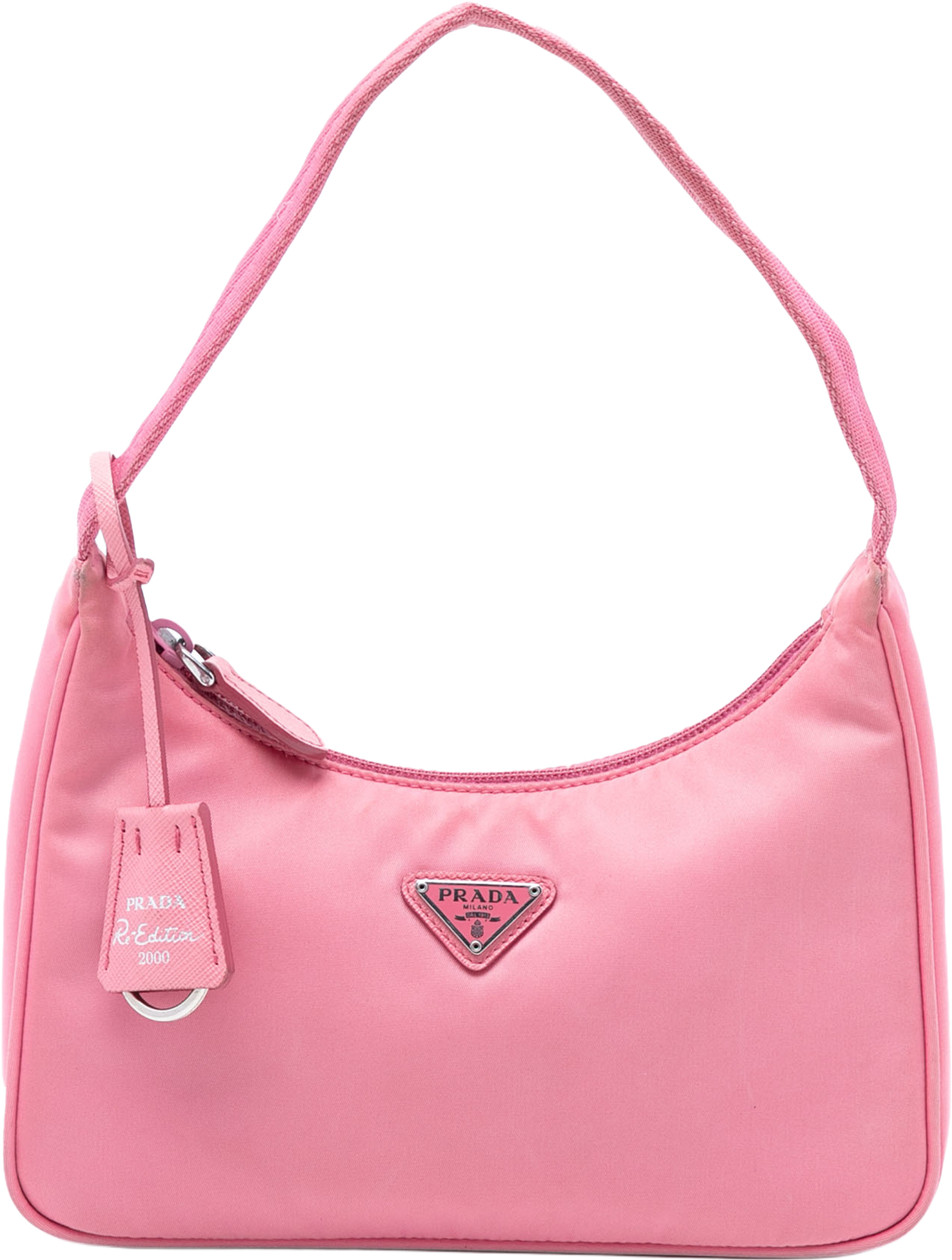 Prada Mini Tessuto Re Edition 2000 Shoulder Bag, från Luxclusif, i färgen pink. Klicka för att öppna bilden i stort format