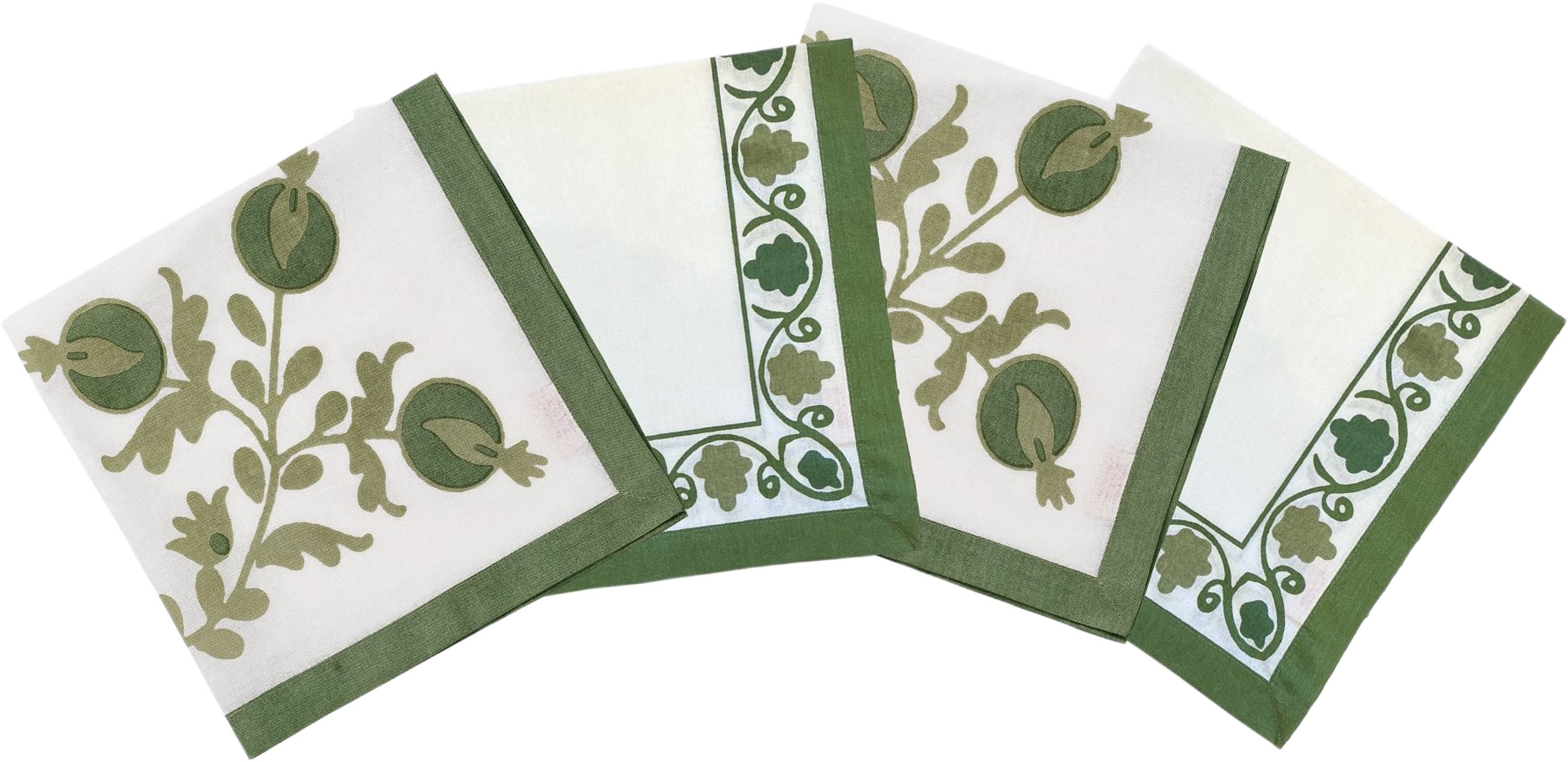 Suzani Servett 4-pack - 45x45 Cm, från Pick A Poppy, i färgen green. Klicka för att öppna bilden i stort format