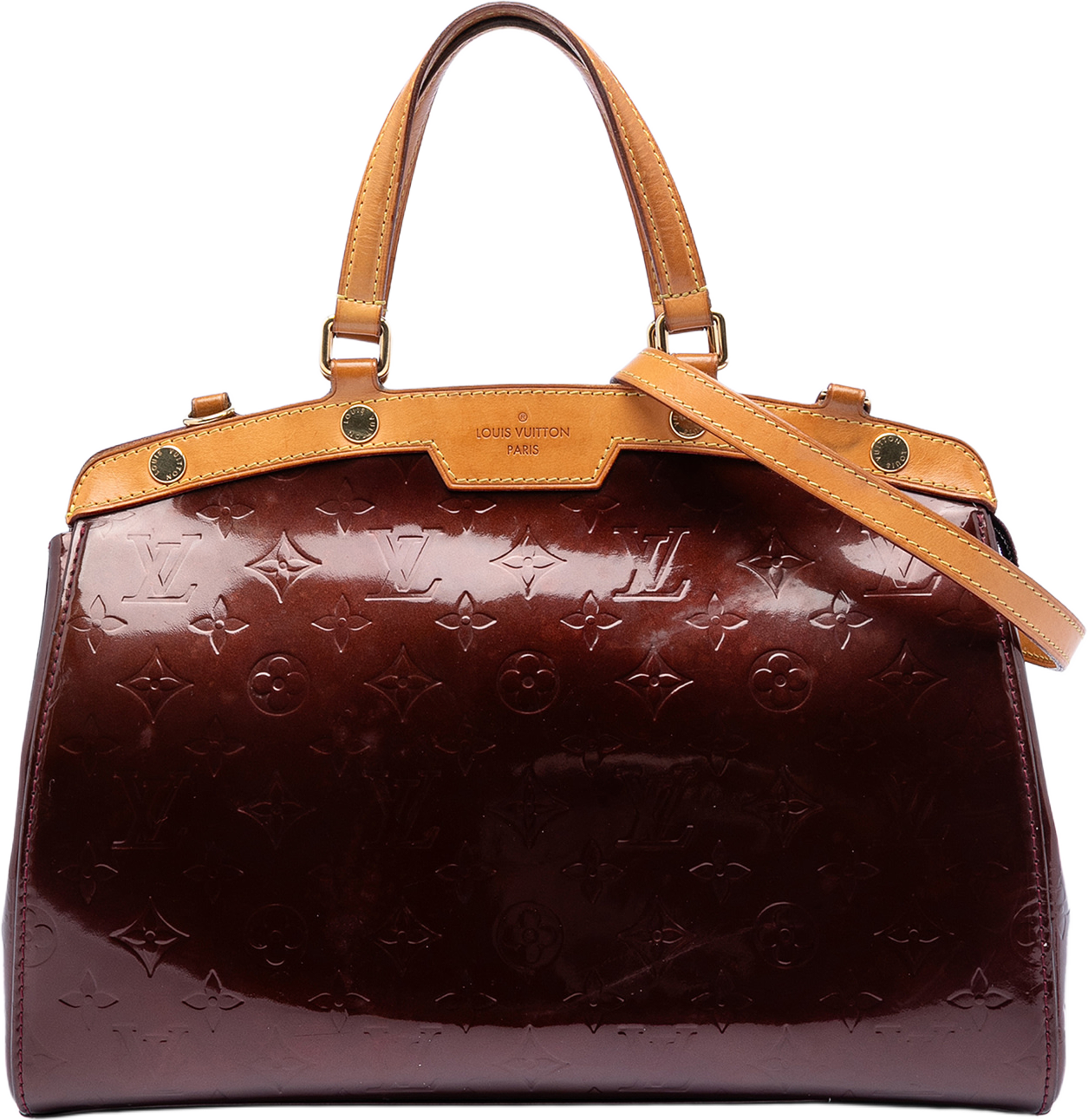 Louis Vuitton Monogram Vernis Brea Mm, från Luxclusif, i färgen bordeaux. Klicka för att öppna bilden i stort format