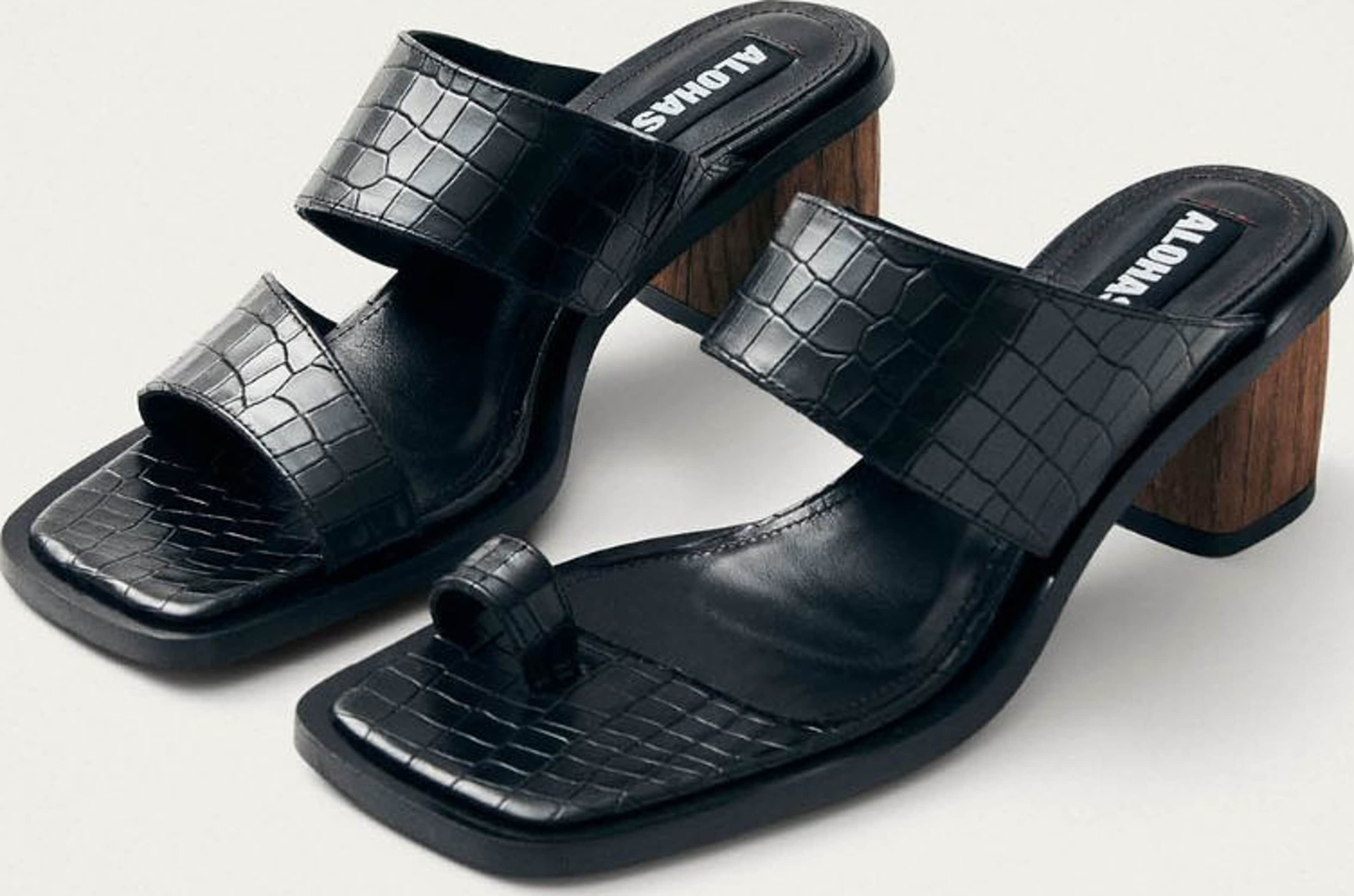 Gabin Alli Black Leather Sandals