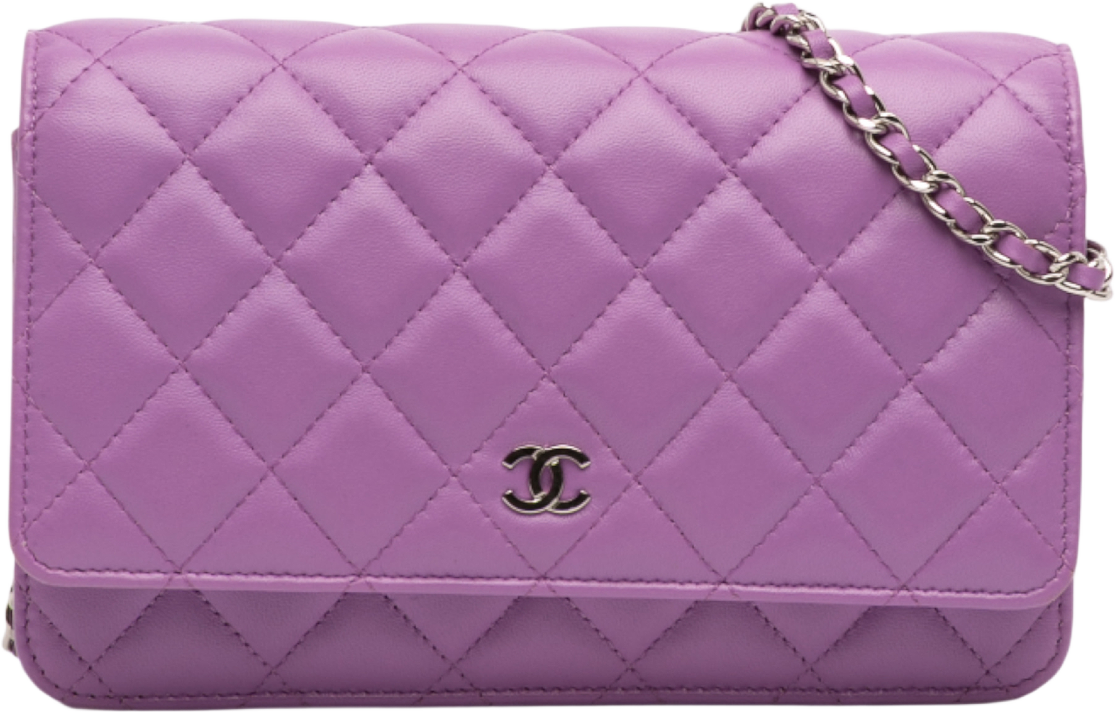 Chanel Cc Quilted Lambskin Wallet On Chain, från Luxclusif, i färgen purple. Klicka för att öppna bilden i stort format