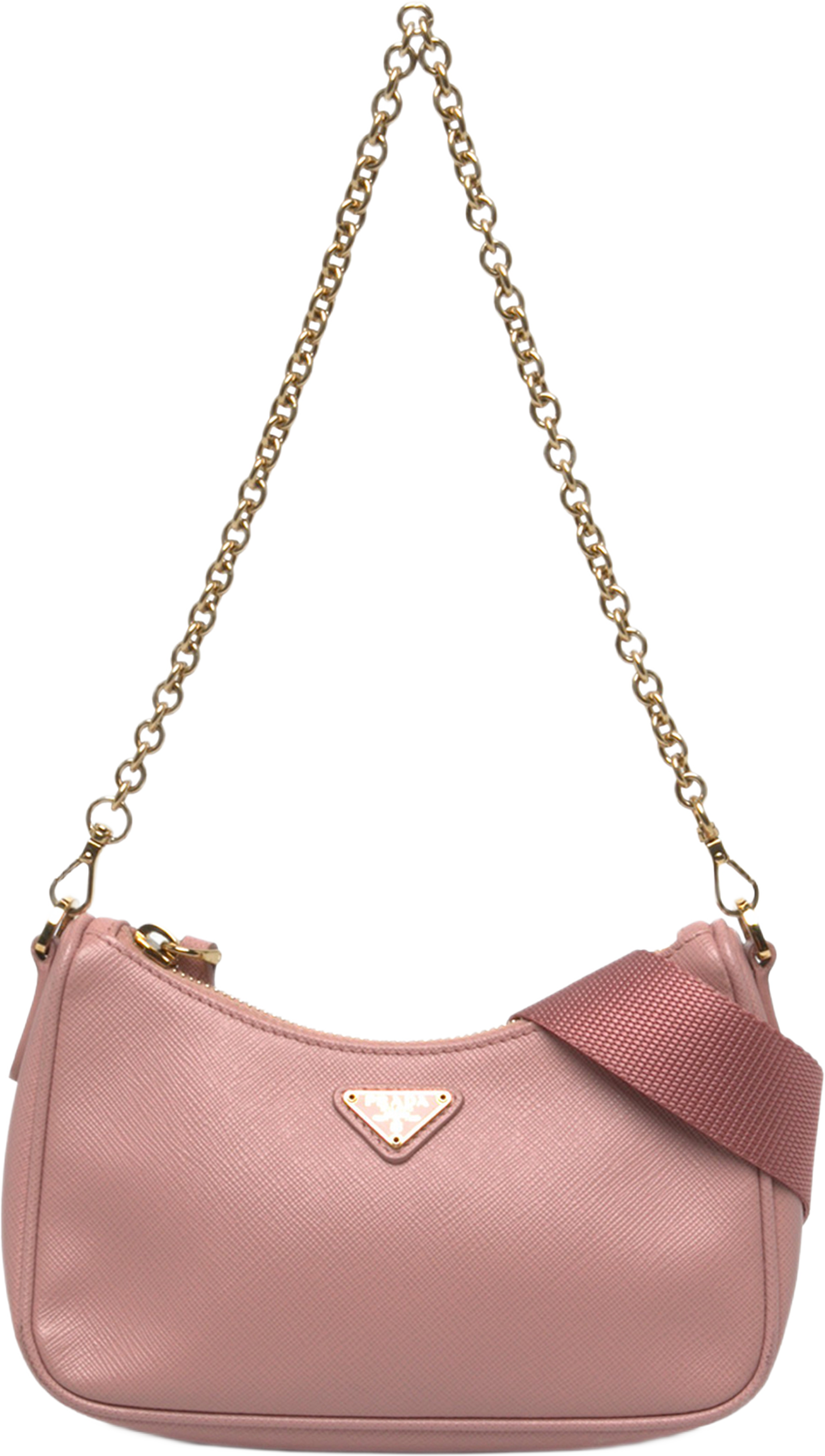 Prada Mini Saffiano Re Edition 2005 Satchel, från Luxclusif, i färgen rosa. Klicka för att öppna bilden i stort format