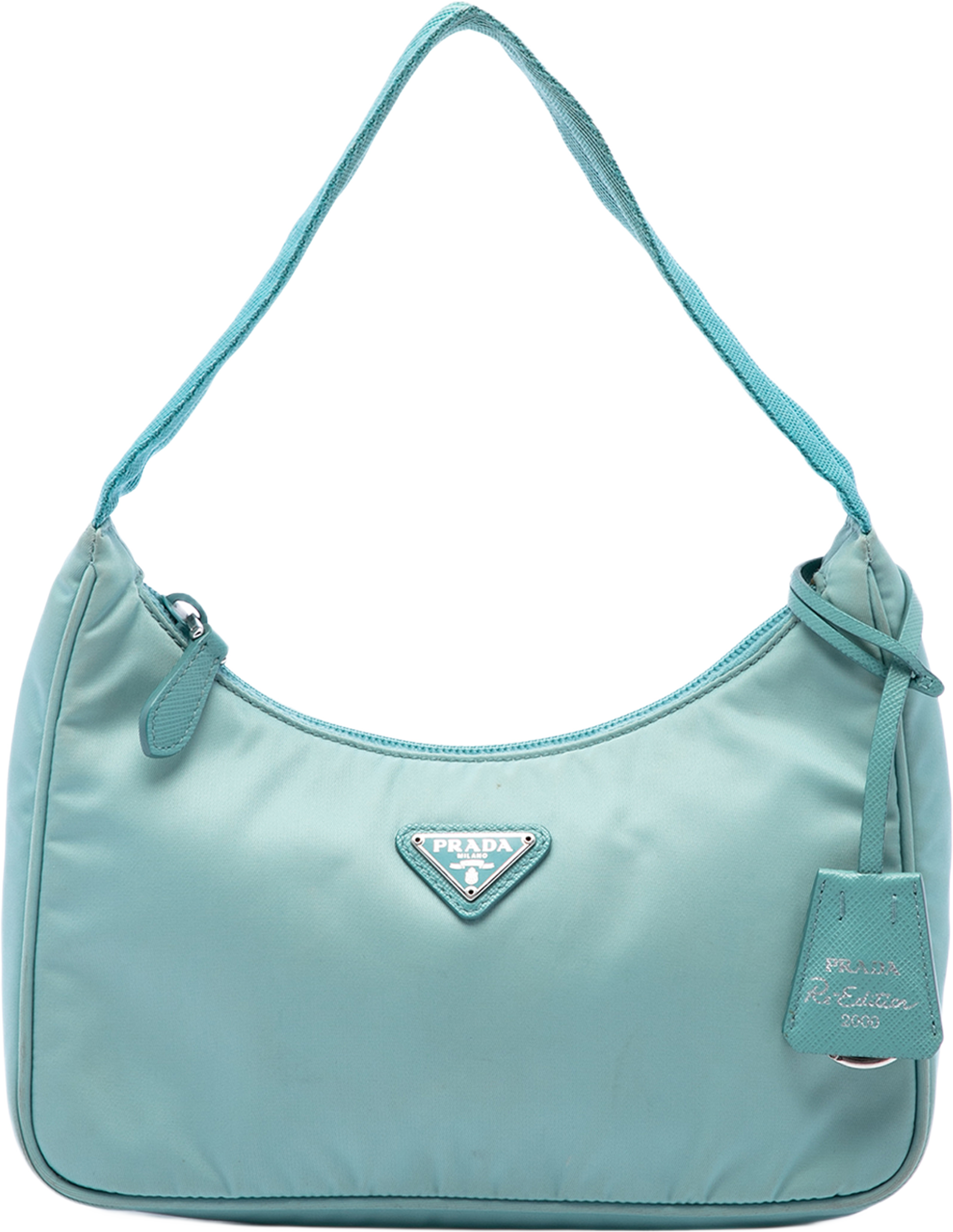 Prada Mini Tessuto Re Edition 2000 Shoulder Bag, från Luxclusif, i färgen blå. Klicka för att öppna bilden i stort format