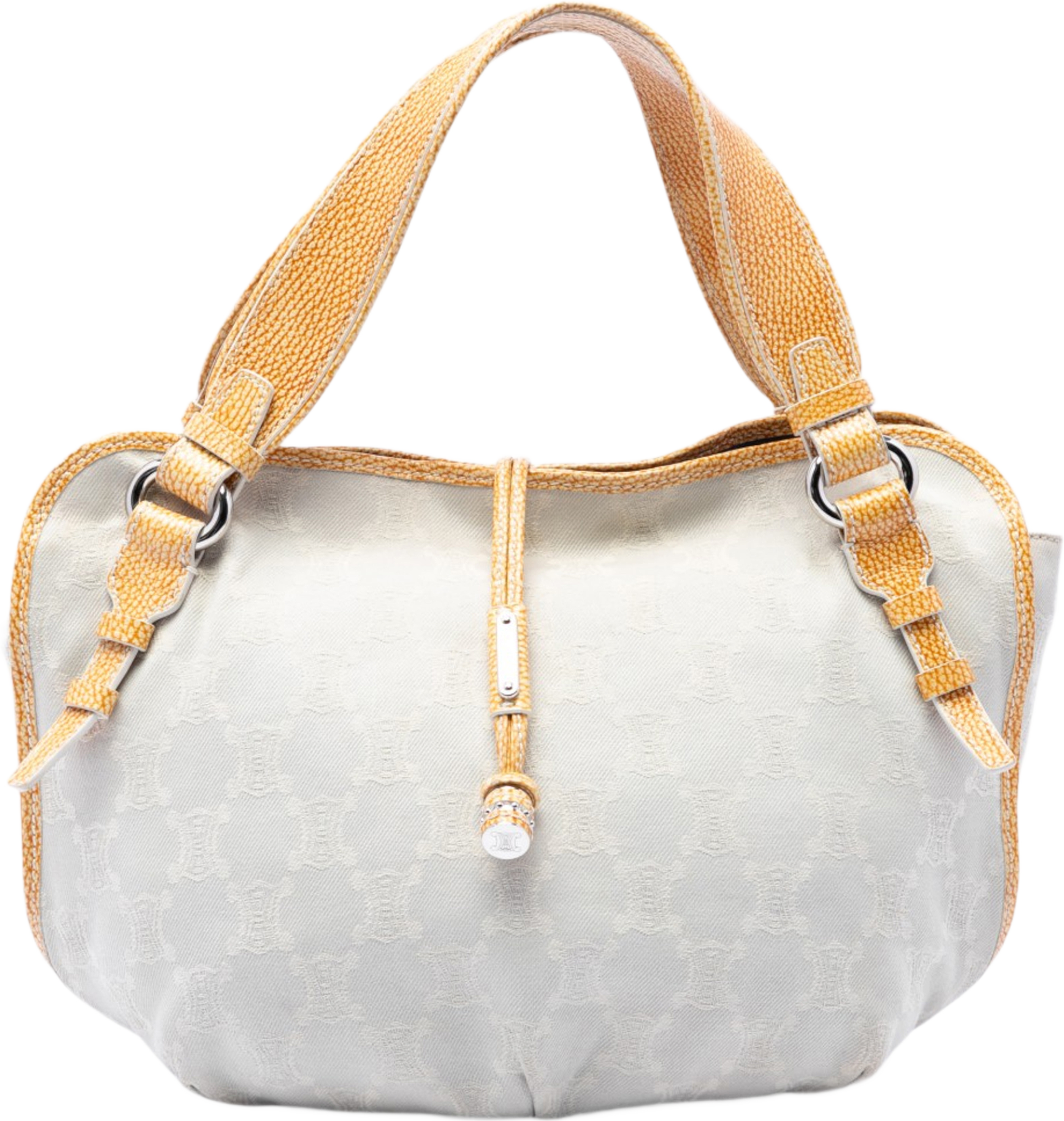 Celine Macadam Denim Bittersweet Hobo, från Luxclusif, i färgen vit. Klicka för att öppna bilden i stort format